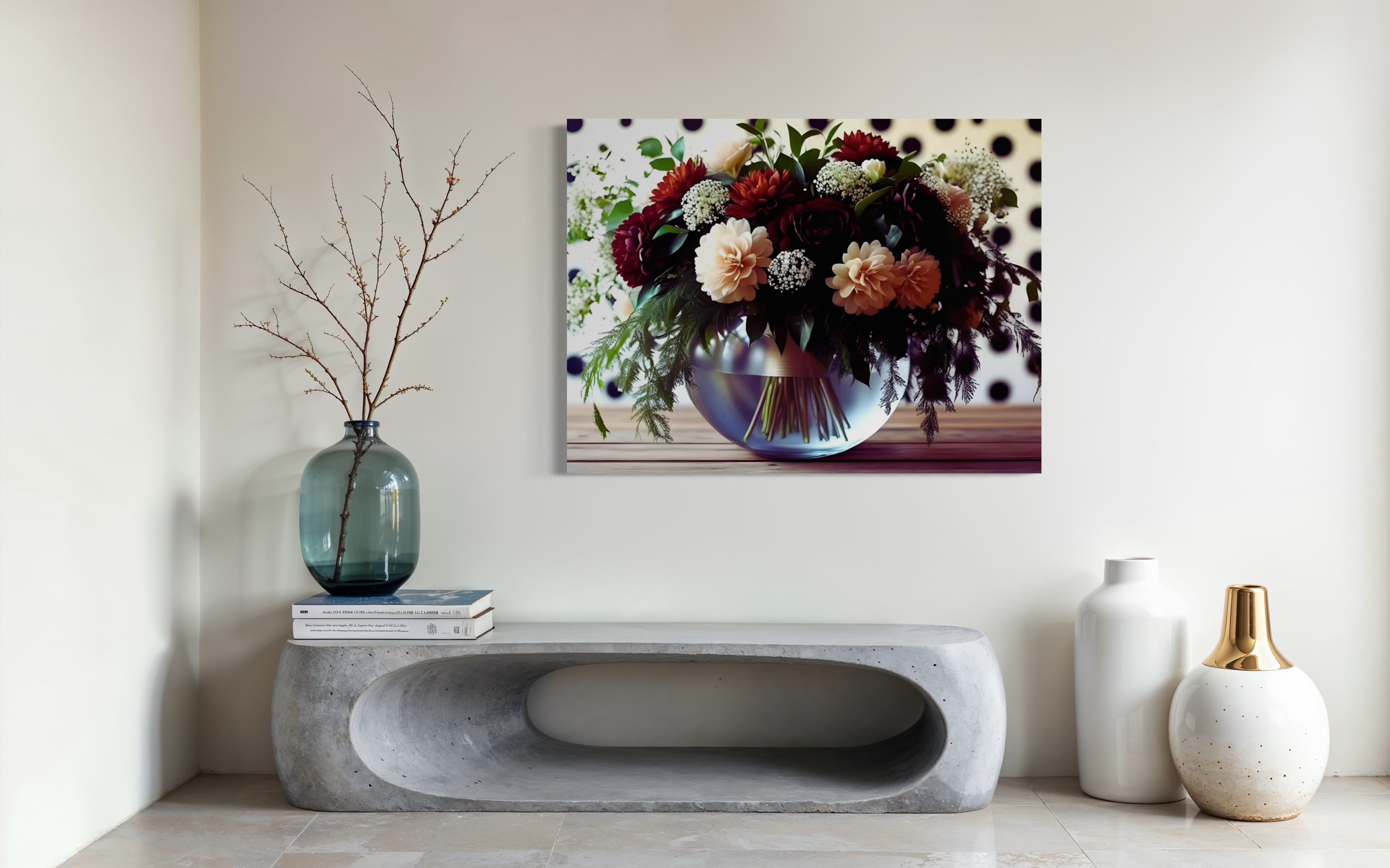 Fall Floral Design on Polka Dots