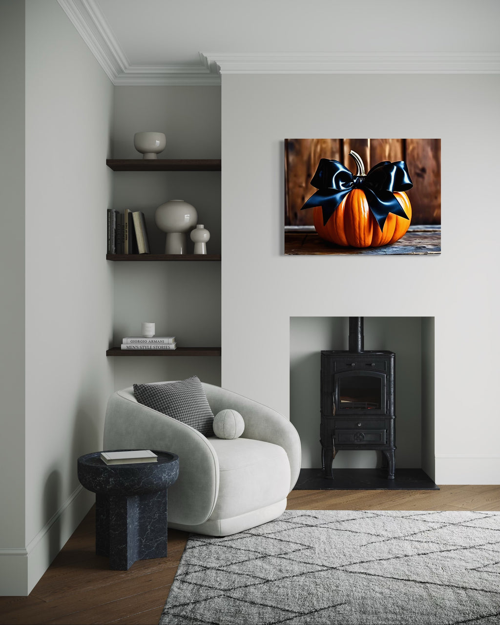 Pumpkin with Black Satin Bow