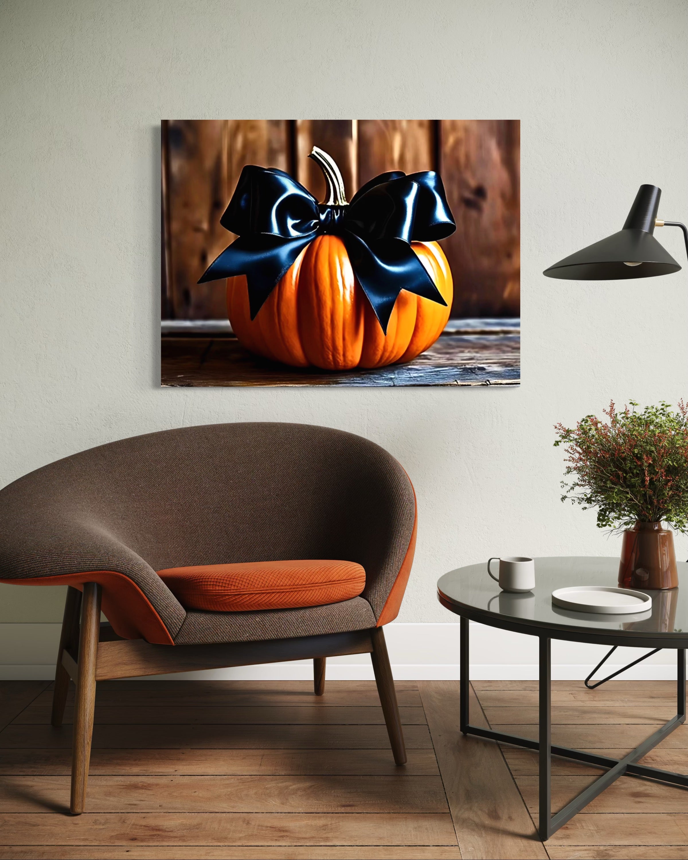 Pumpkin with Black Satin Bow