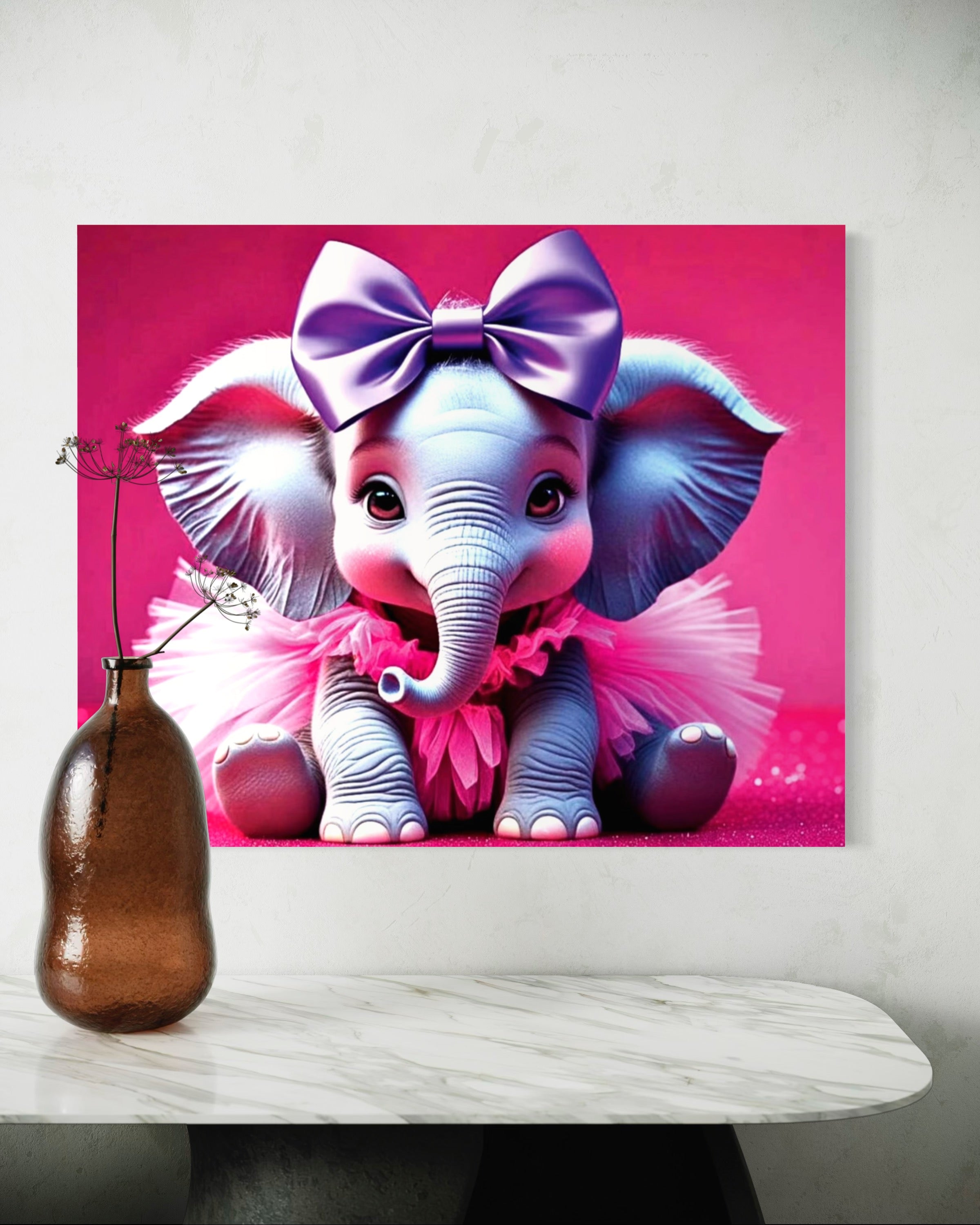 Baby Girl Elephant with a tutu and Bow Museum Print
