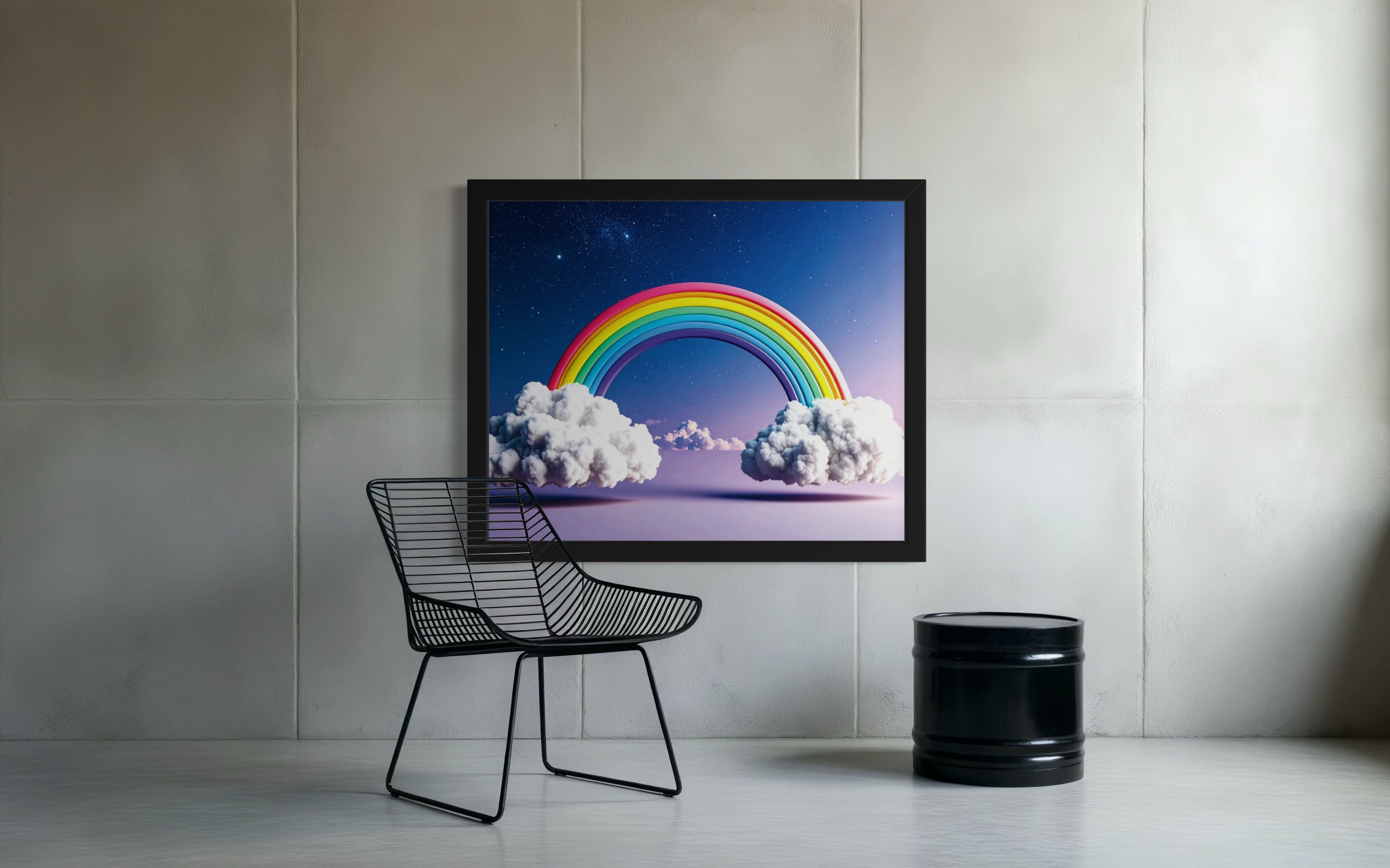 Floating Rainbow with Clouds Museum Print