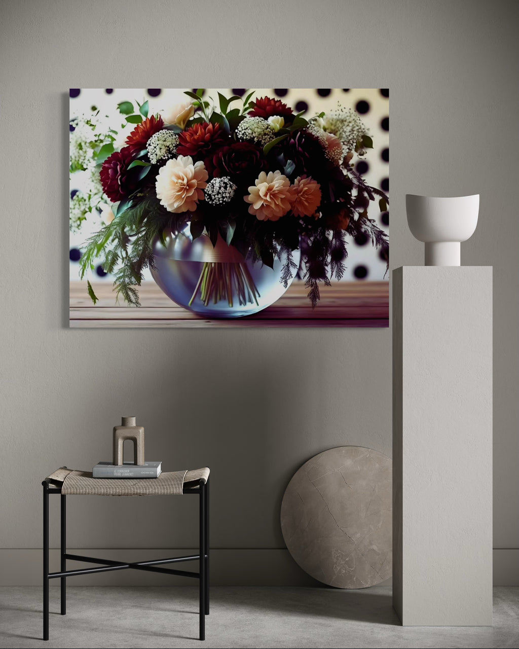 Fall Floral Design on Polka Dots