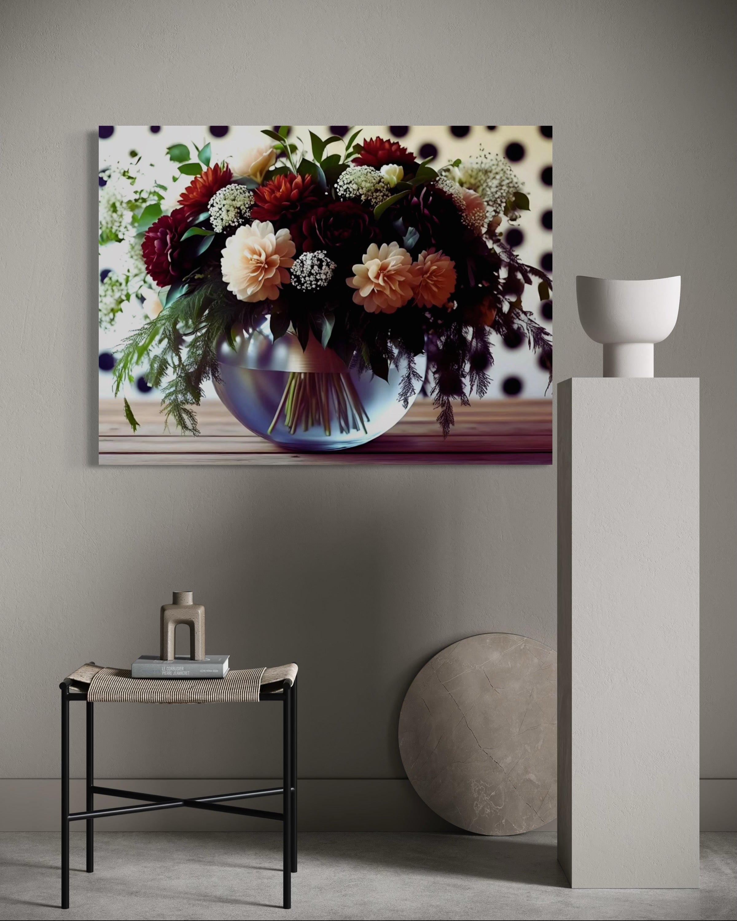 Fall Floral Design on Polka Dots
