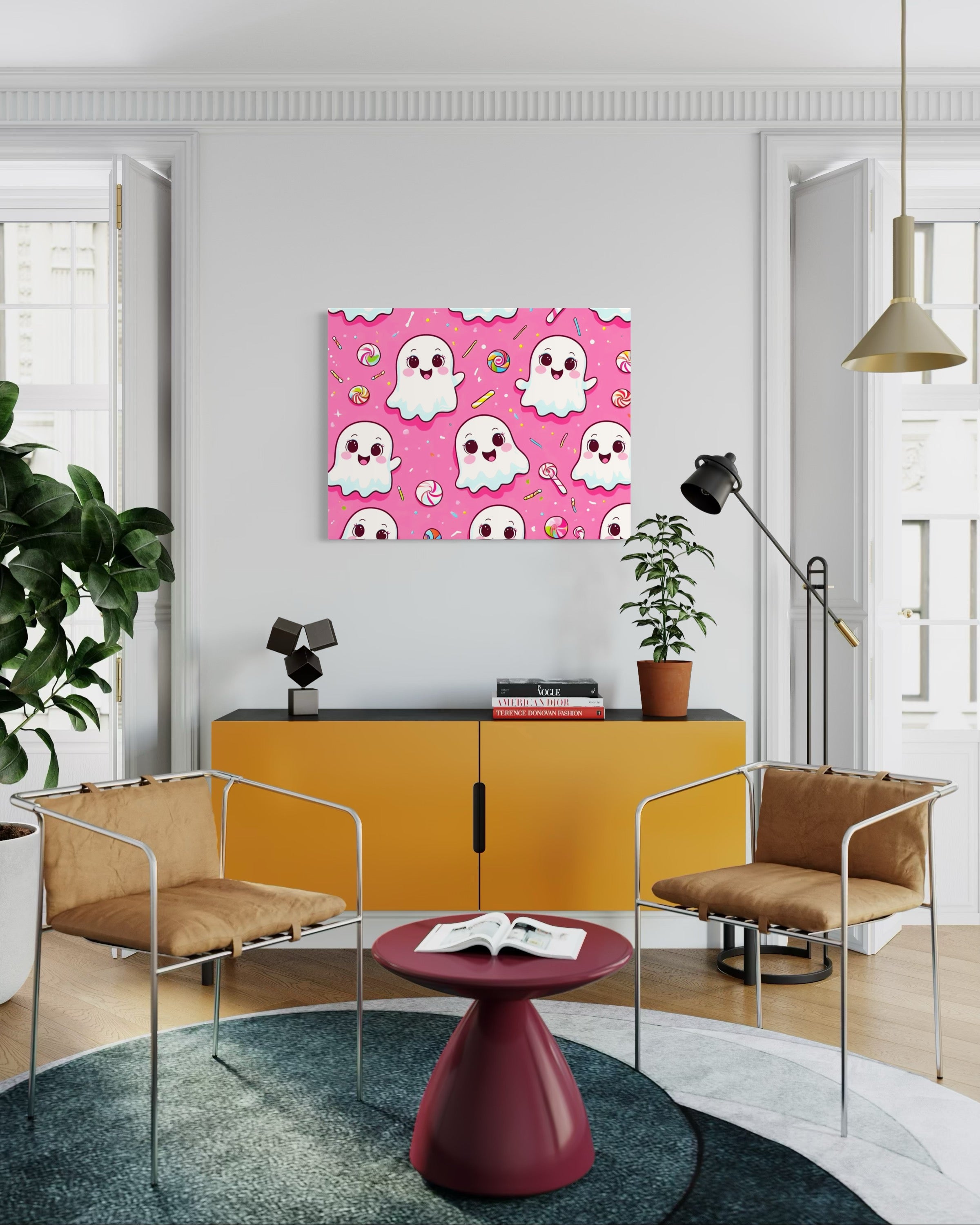 Ghost and Candy Pattern on Pink
