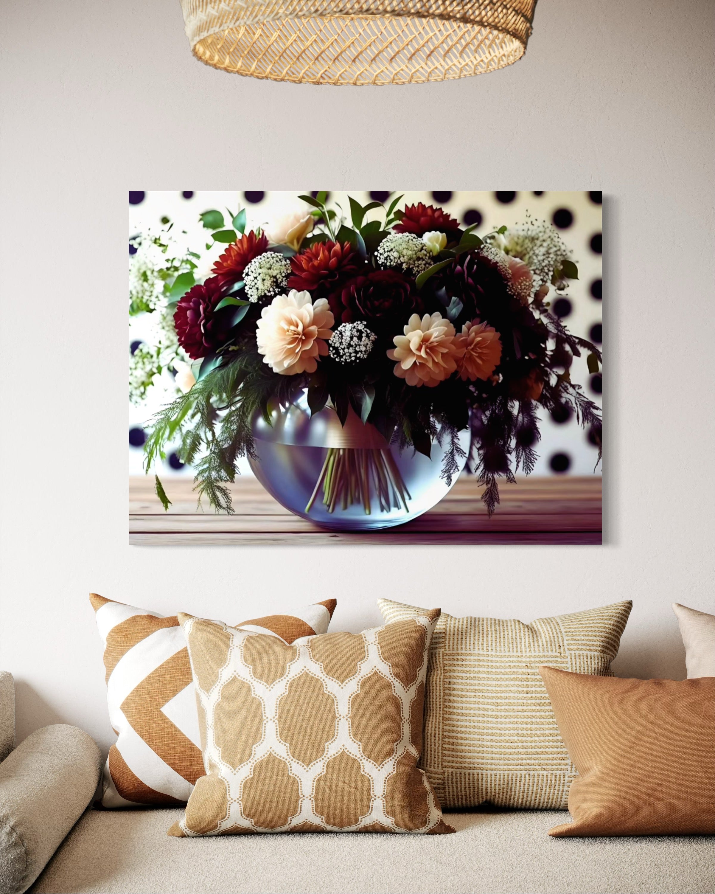 Fall Floral Design on Polka Dots