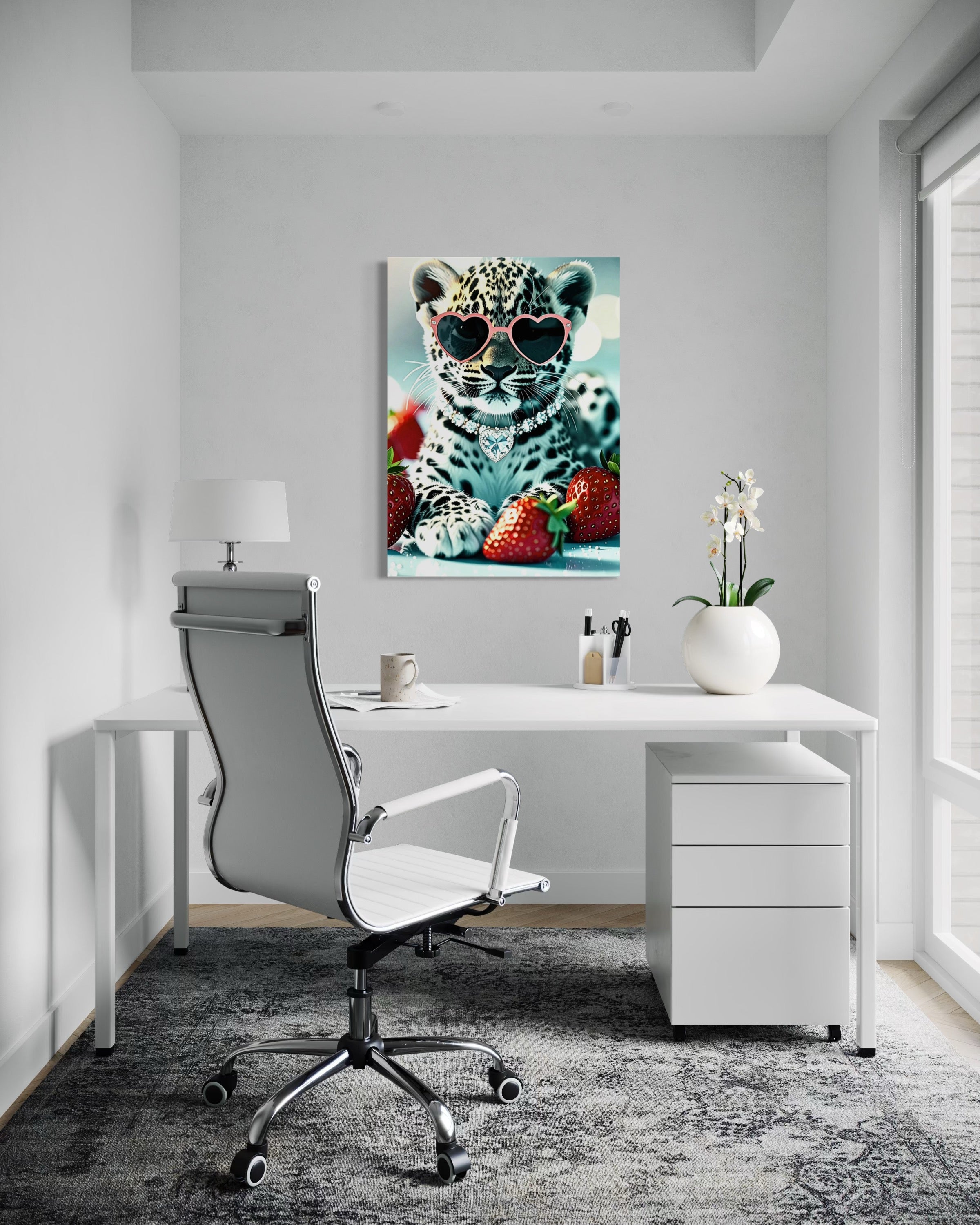 Leopard Cub with Diamond Necklace & Heart Sunglasses