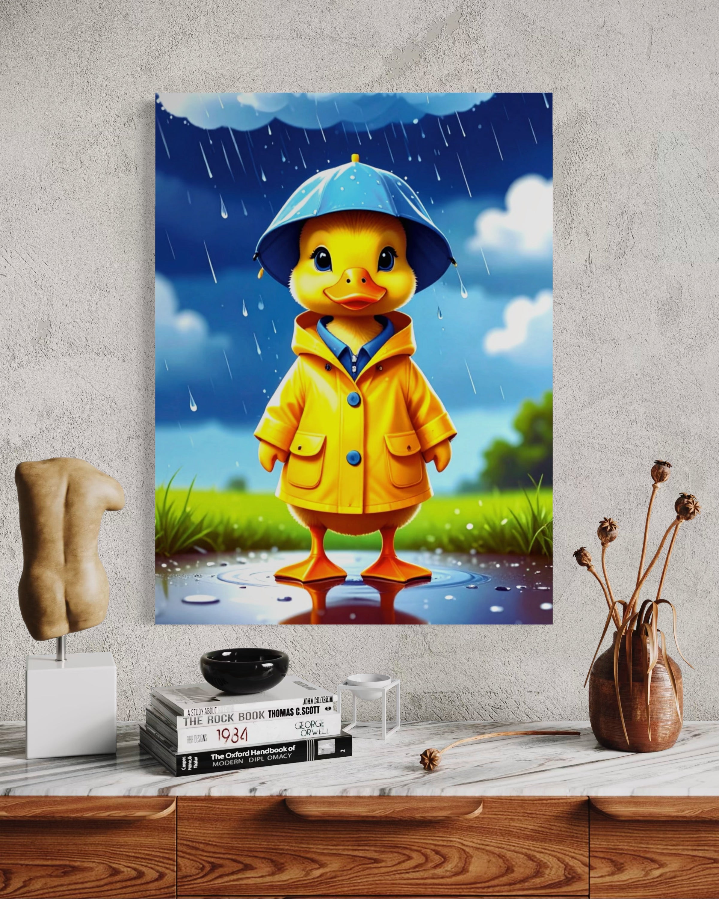 Happy Duckling in a Storm Museum Print