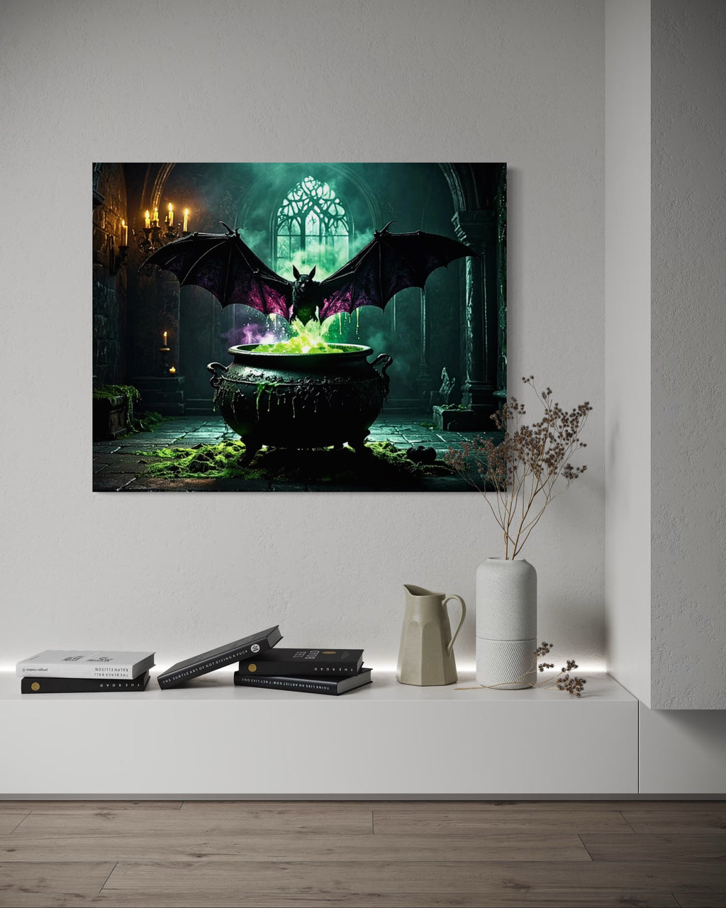 Bat over Bubbling Cauldron