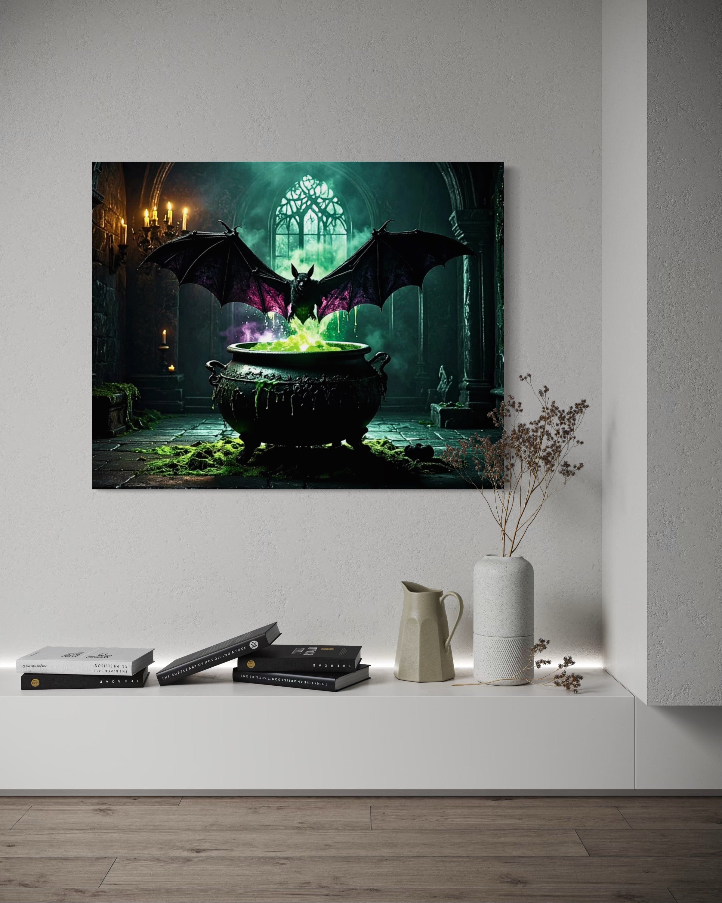 Bat over Bubbling Cauldron