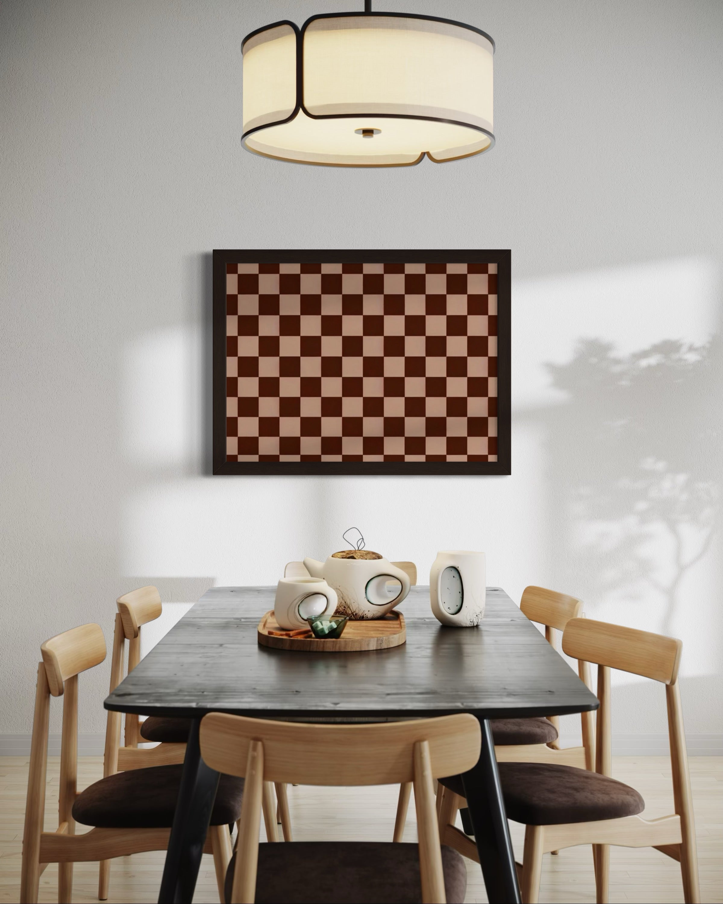 Light and Dark Brown Checkered Pattern Museum Print