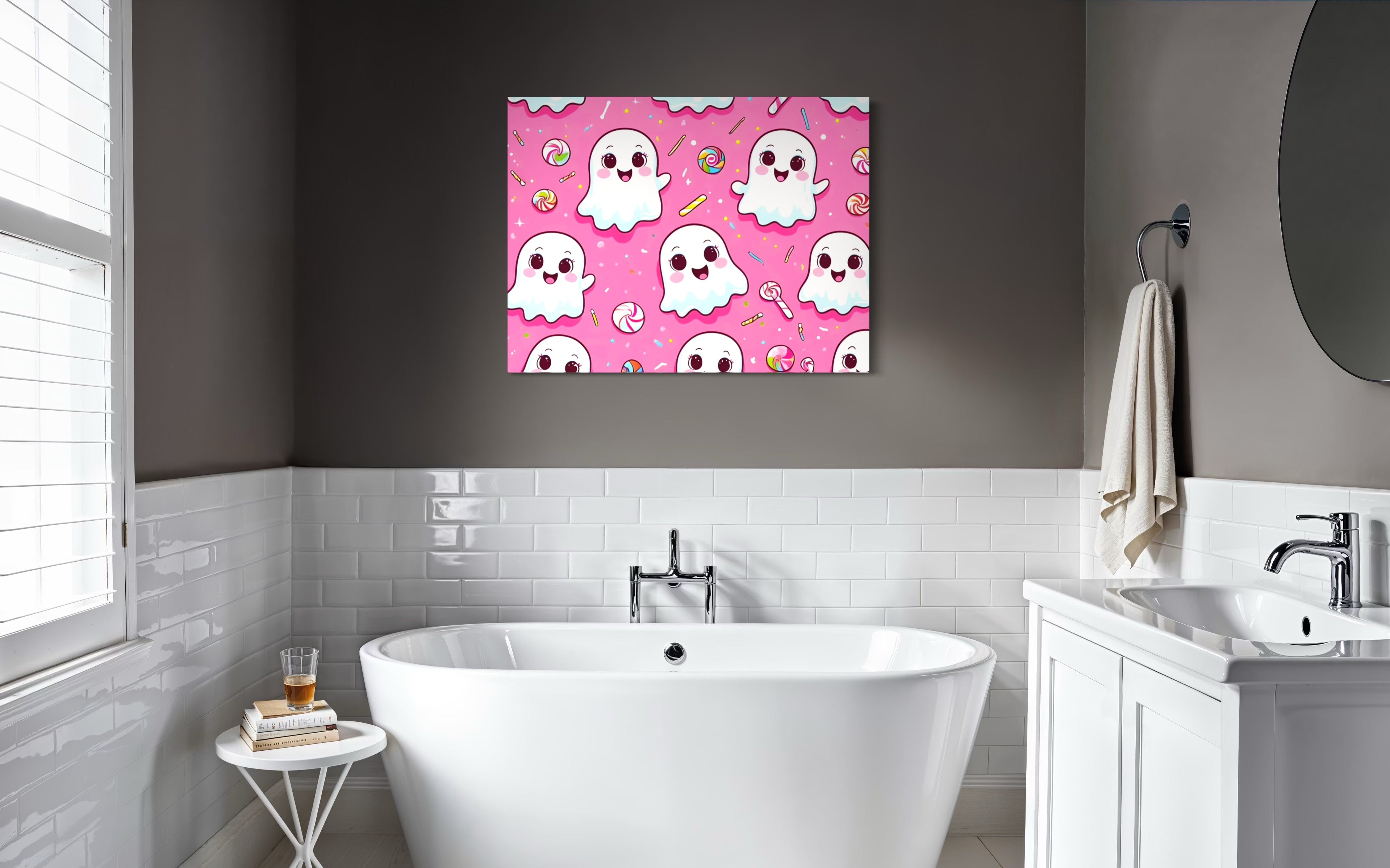 Ghost and Candy Pattern on Pink