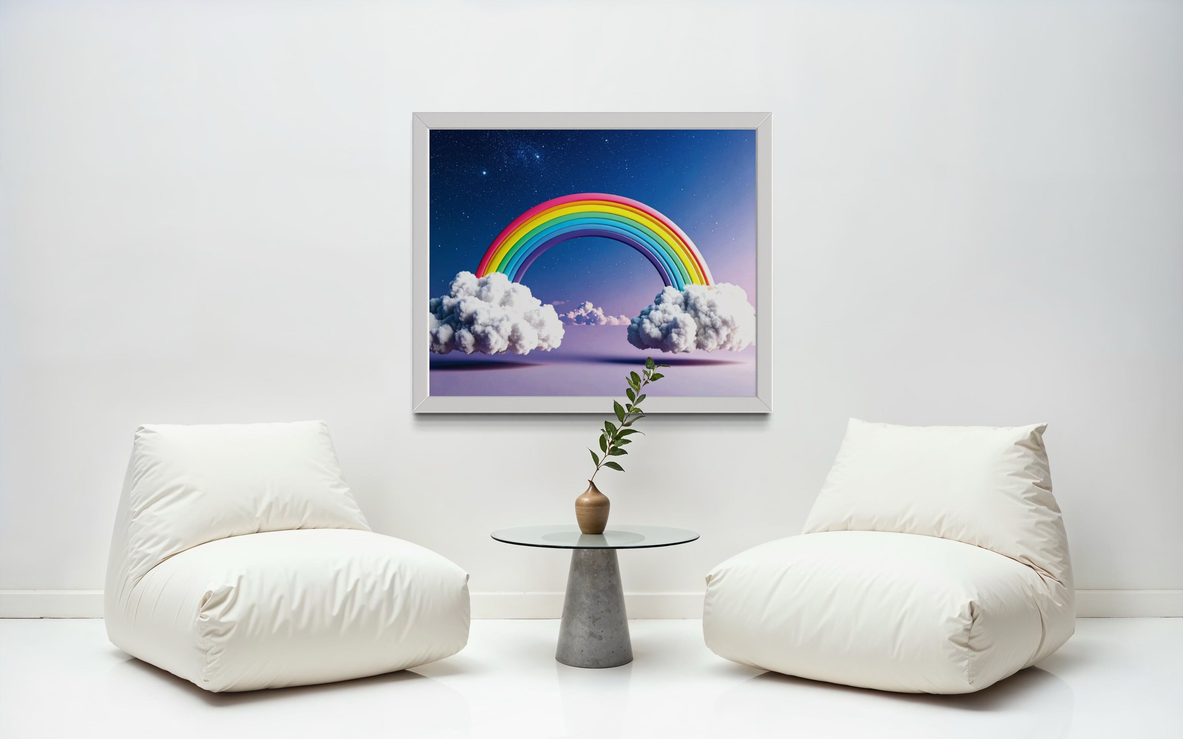 Floating Rainbow with Clouds Museum Print