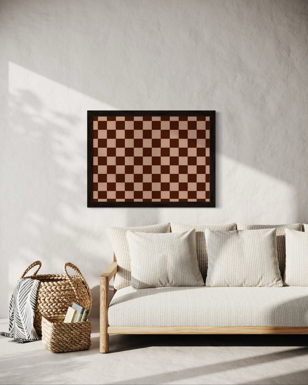 Light and Dark Brown Checkered Pattern Museum Print