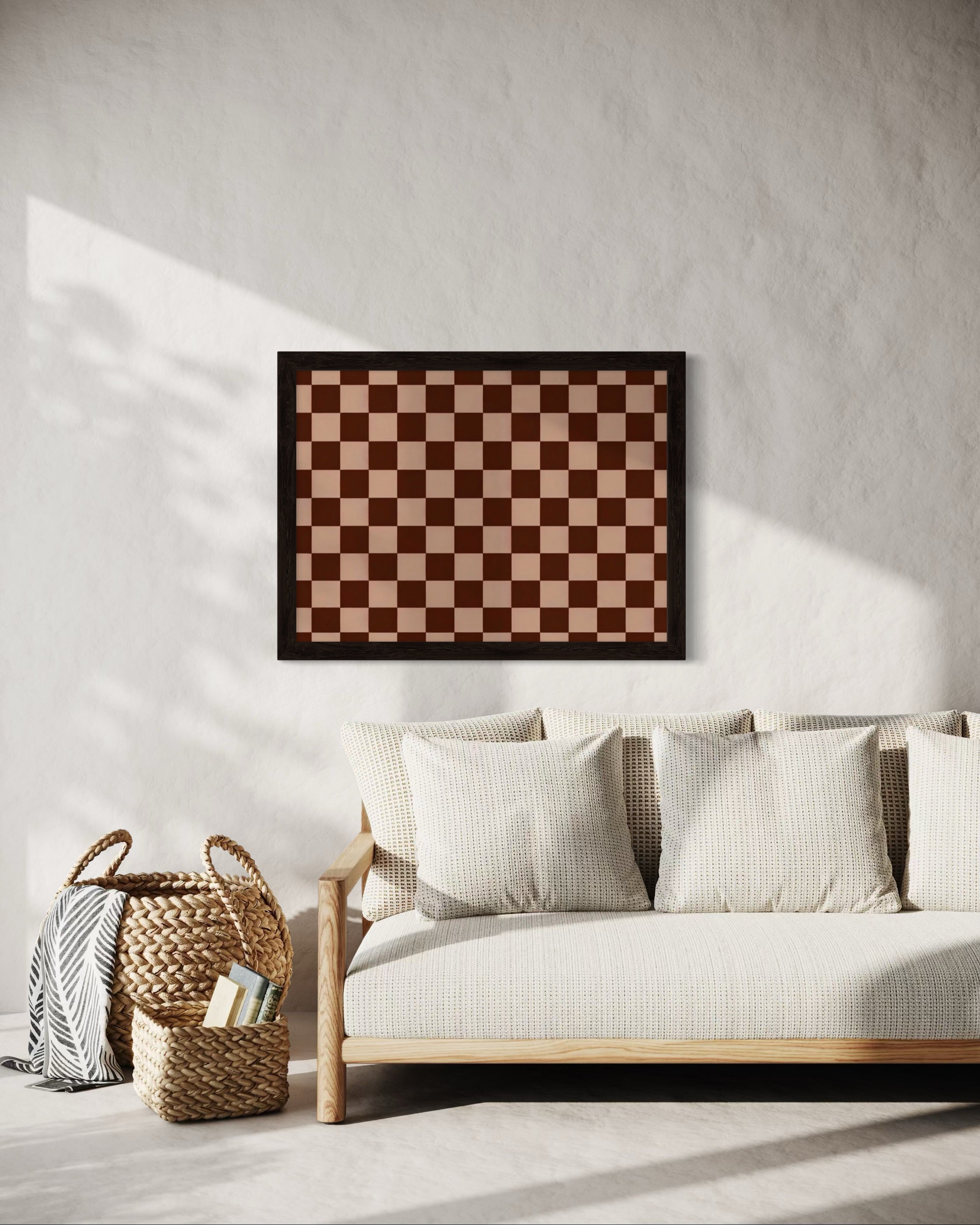 Light and Dark Brown Checkered Pattern Museum Print