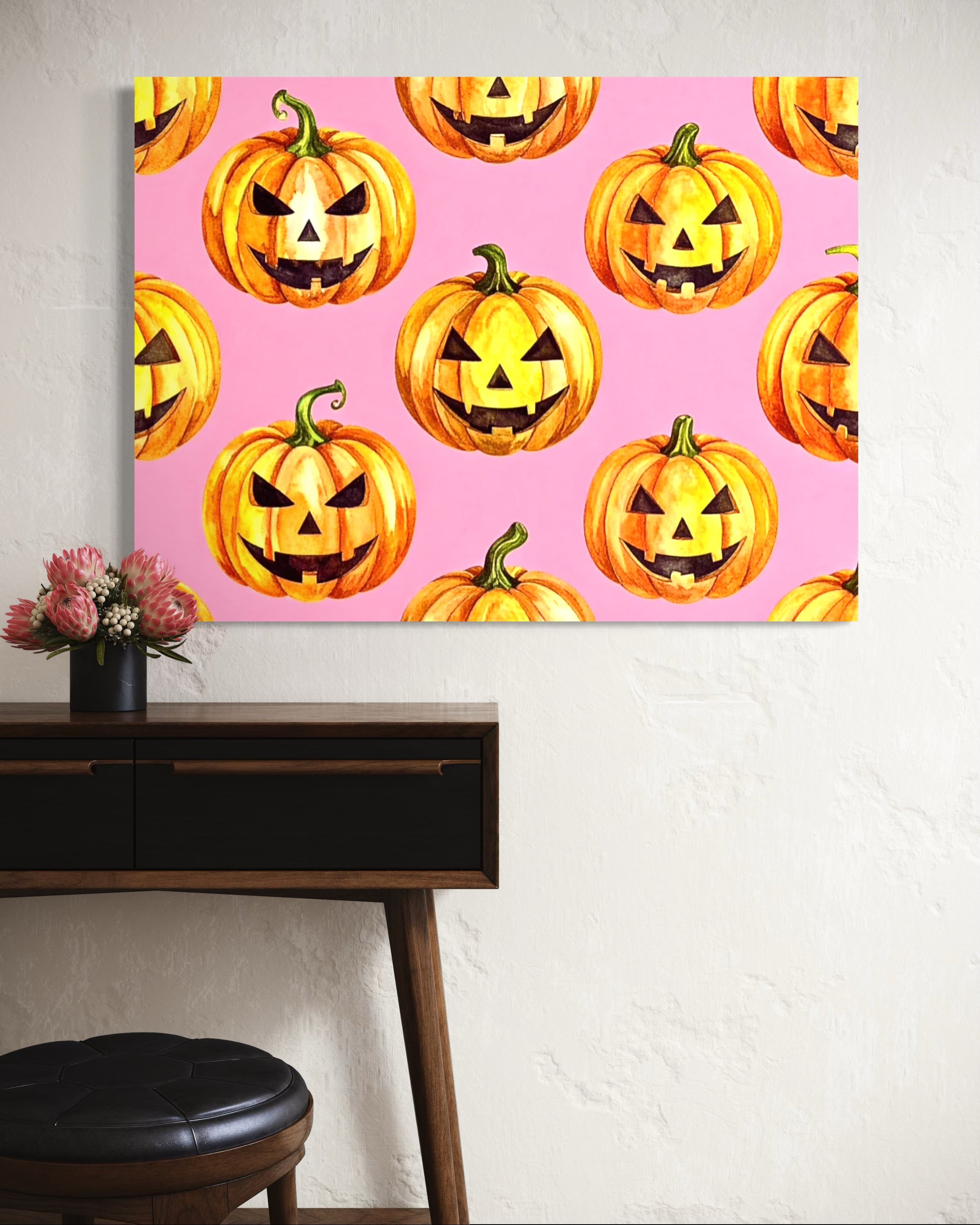 Jack O Lantern Pattern on Pink