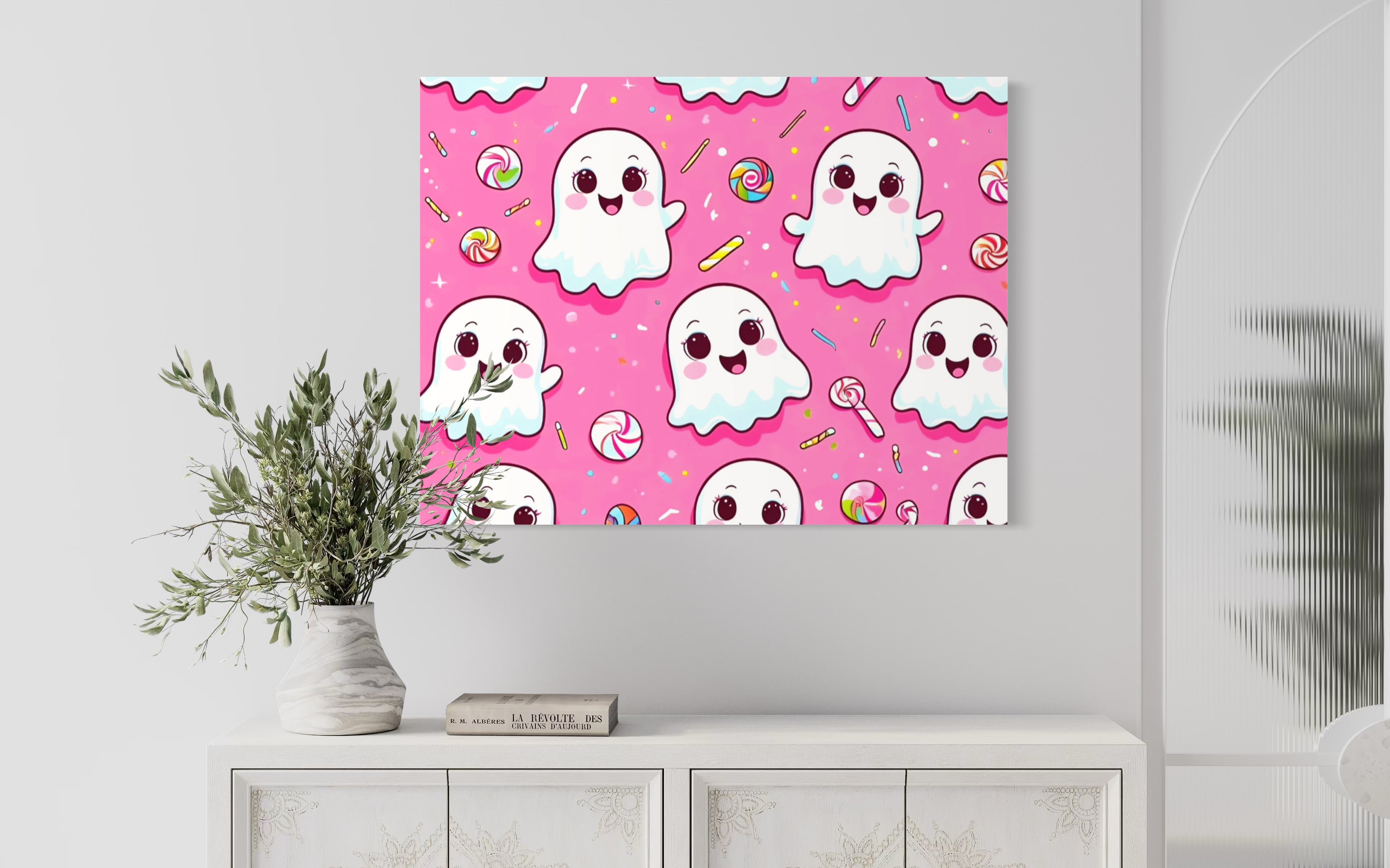 Ghost and Candy Pattern on Pink