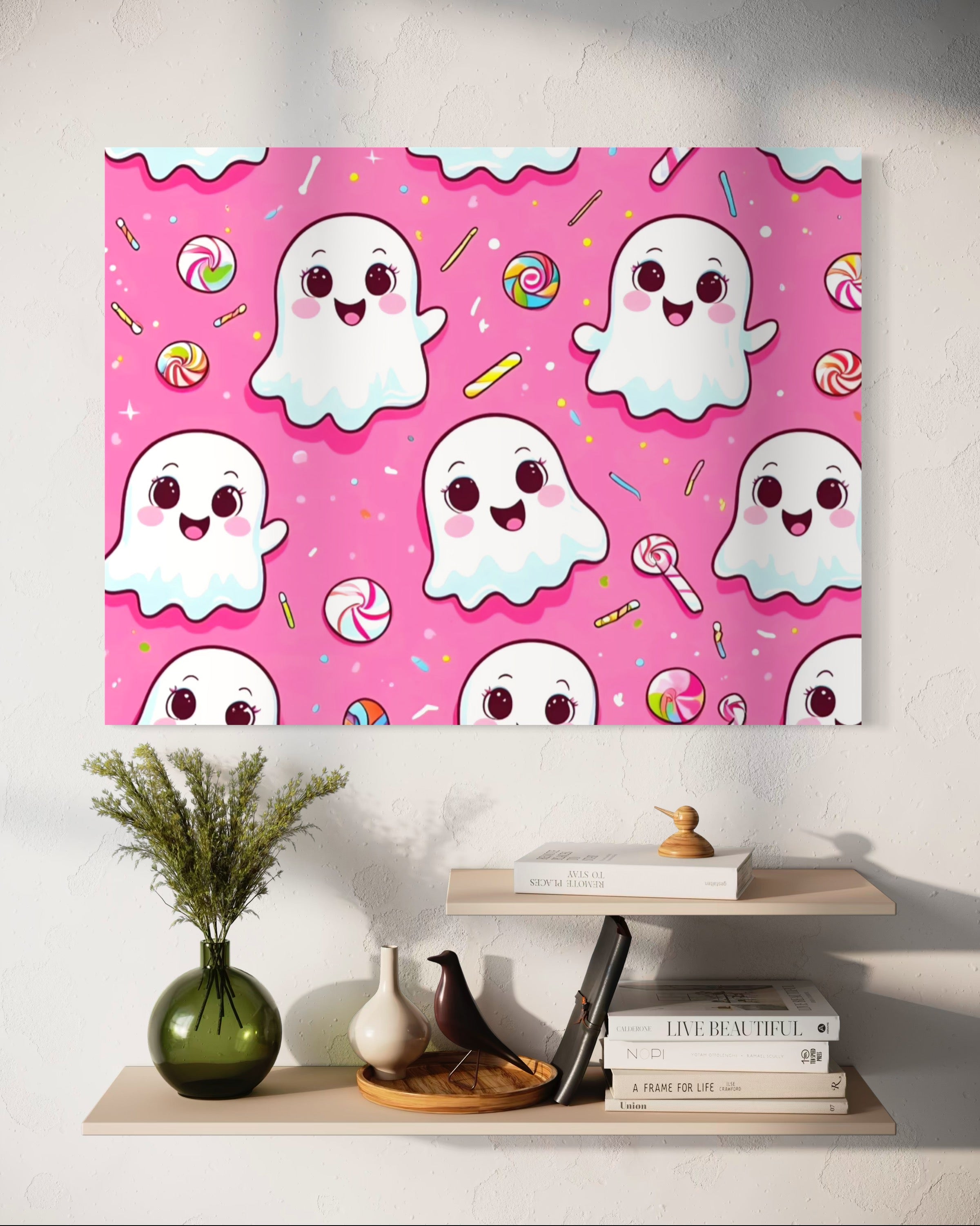 Ghost and Candy Pattern on Pink