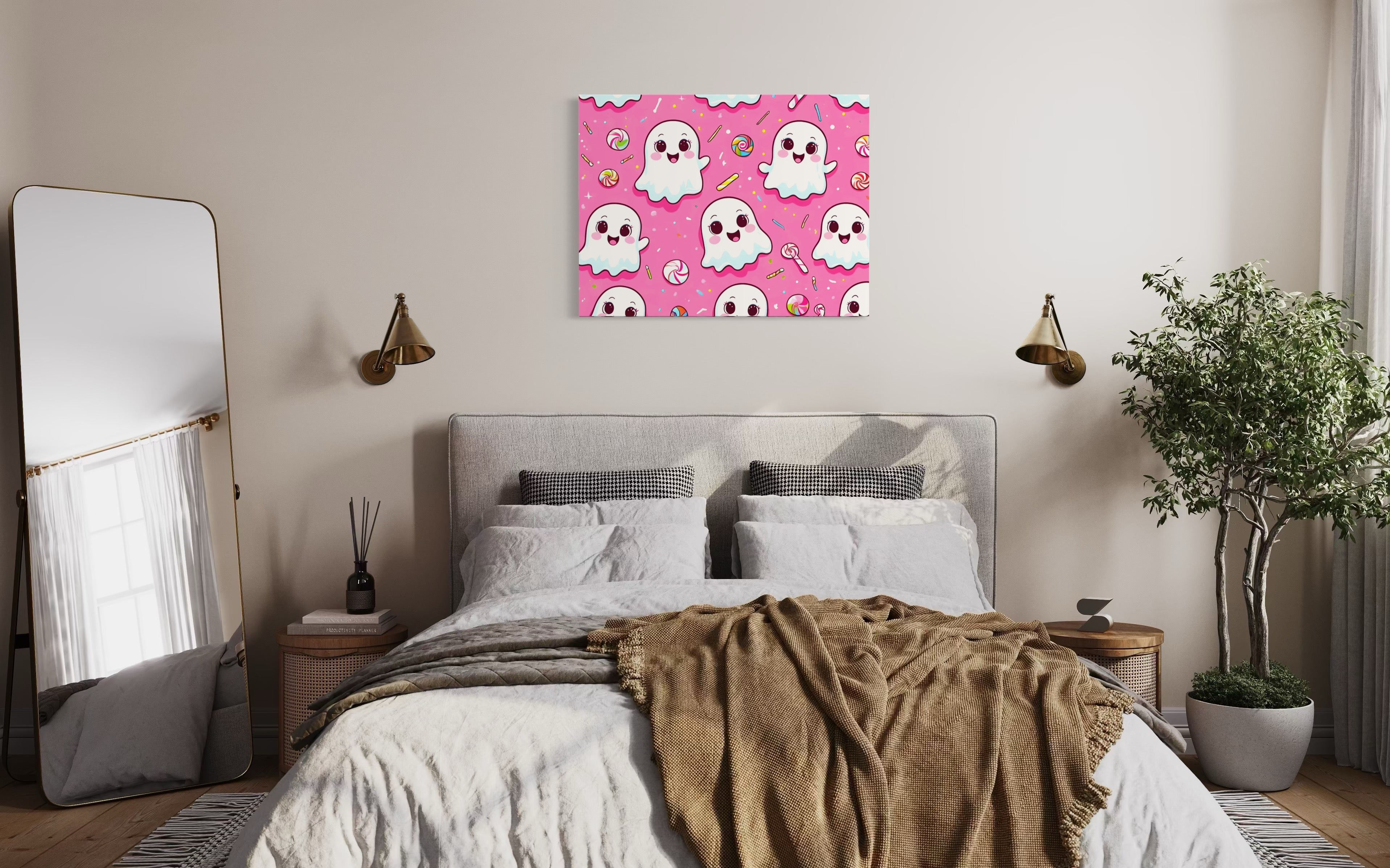 Ghost and Candy Pattern on Pink