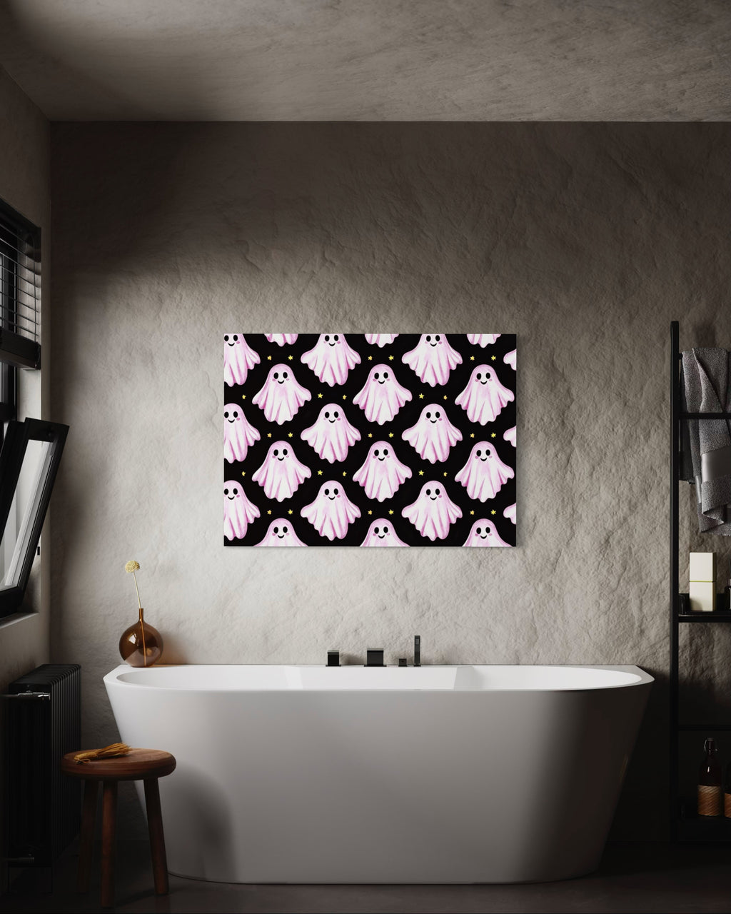 Pink Ghost Pattern on Black