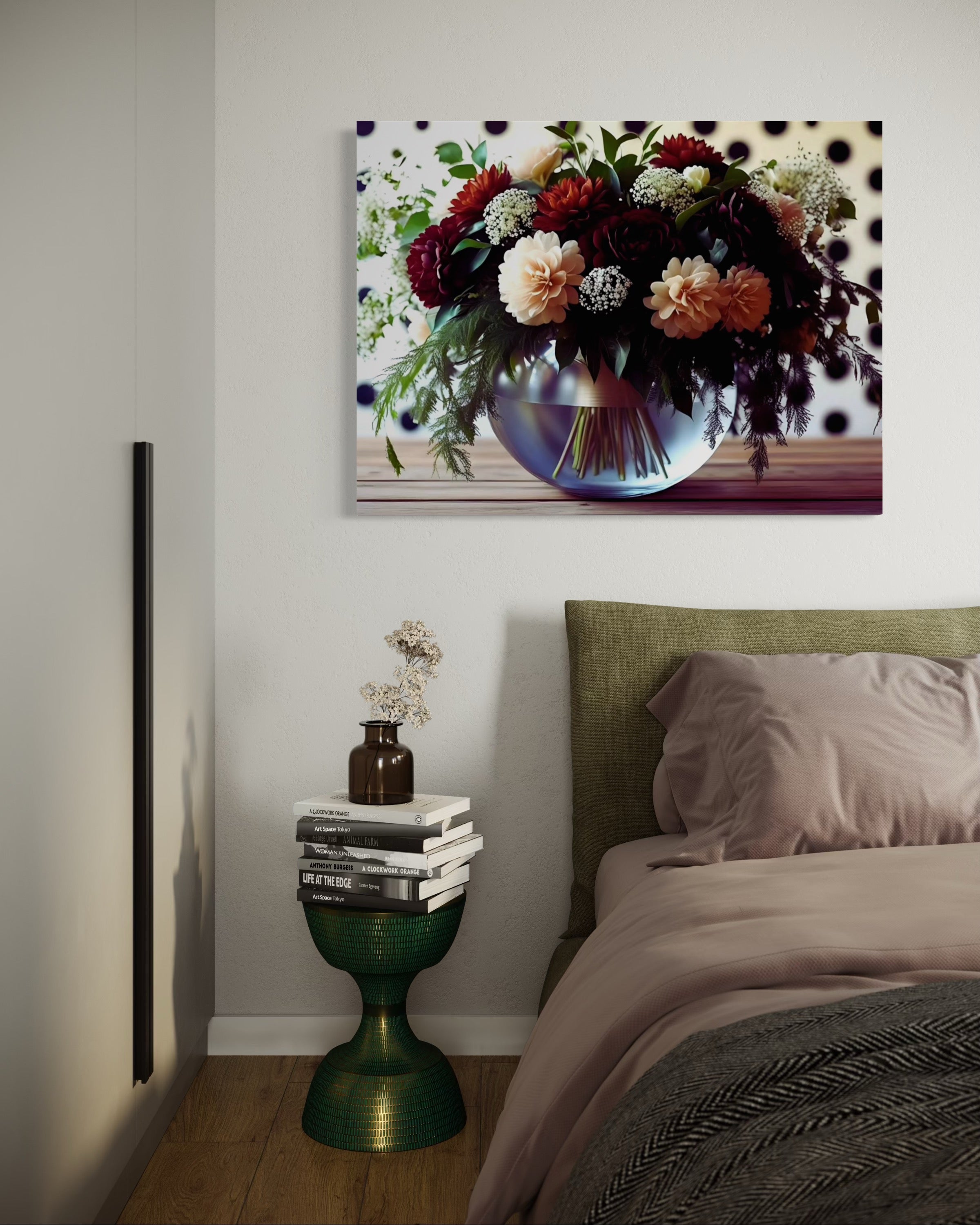 Fall Floral Design on Polka Dots