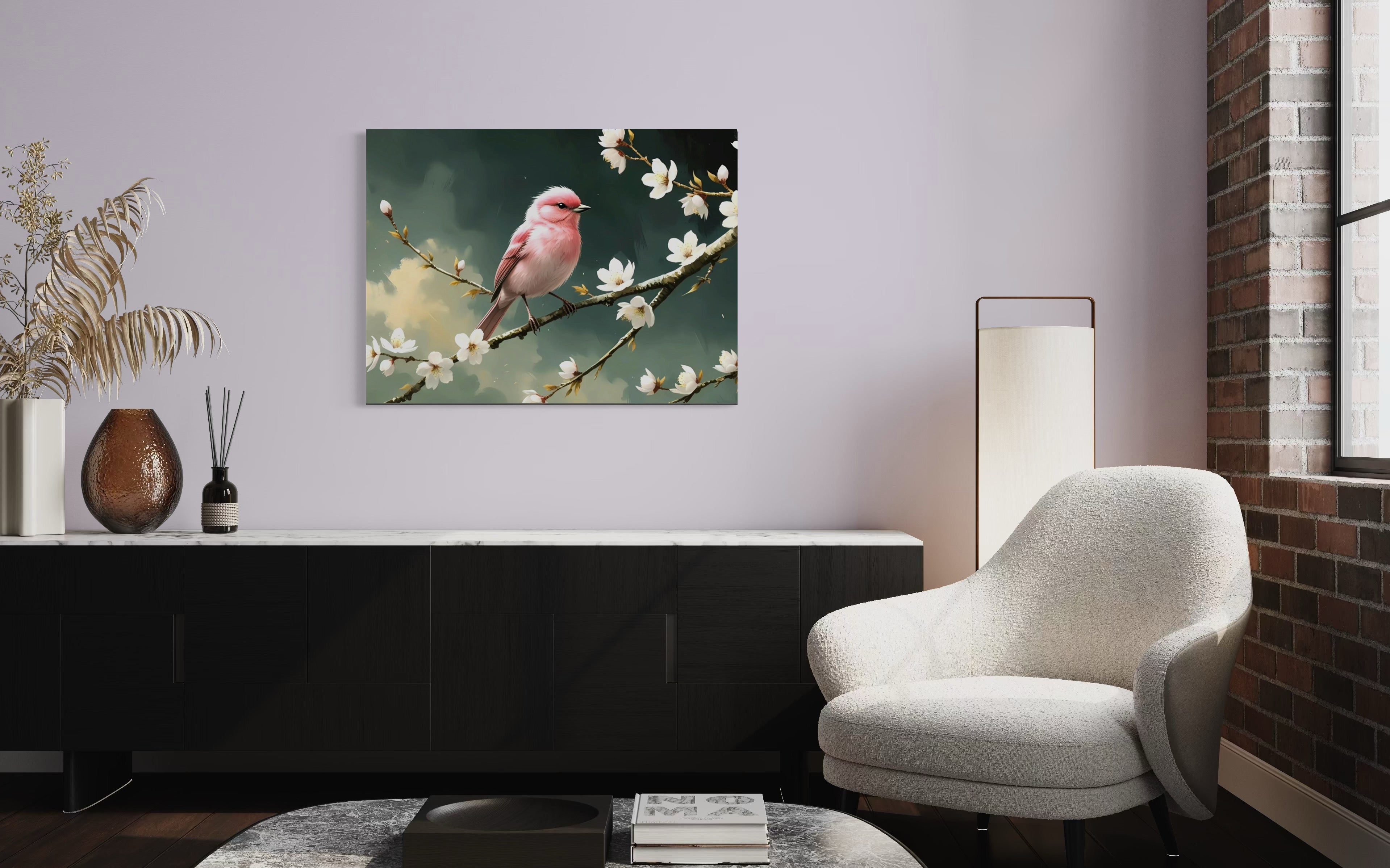 Bubblegum Bird with Blossoms Museum Print