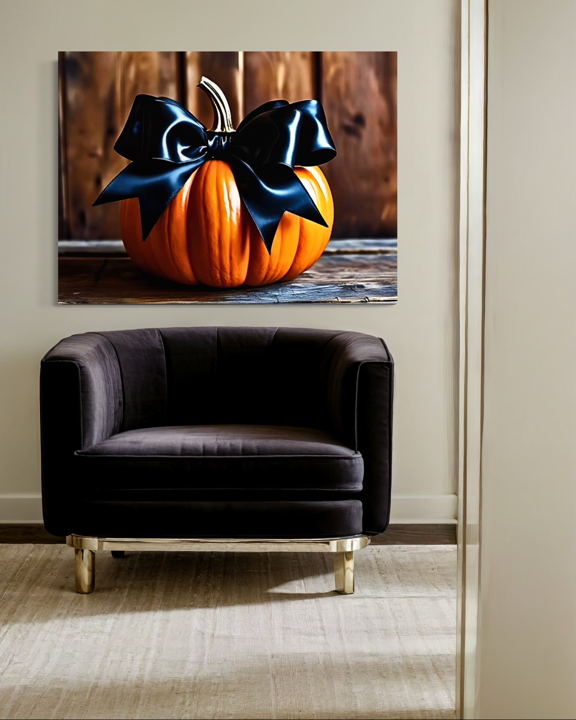 Pumpkin with Black Satin Bow