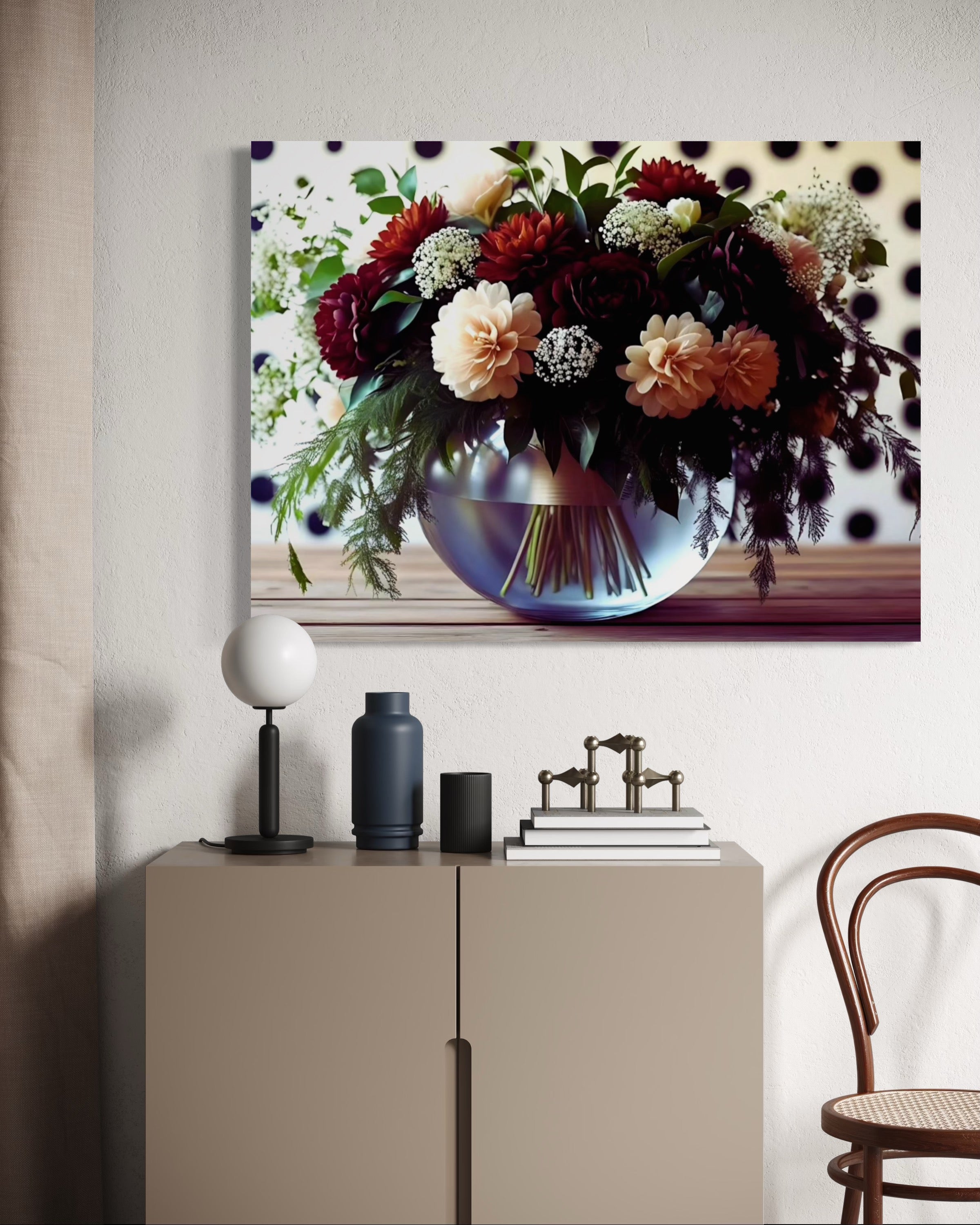 Fall Floral Design on Polka Dots