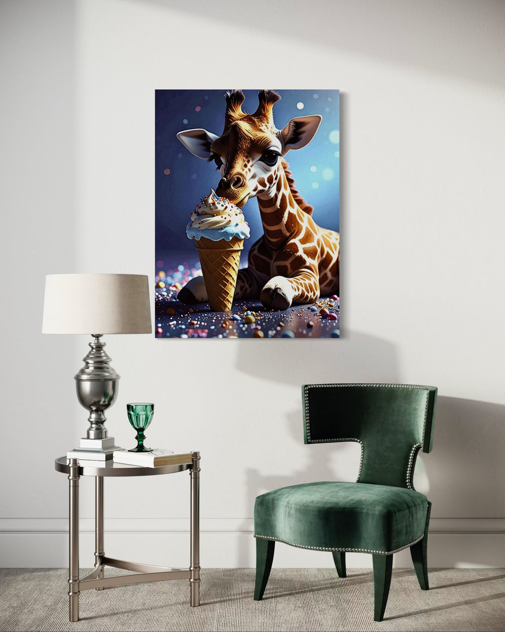 Giraffe Eating Ice Cream