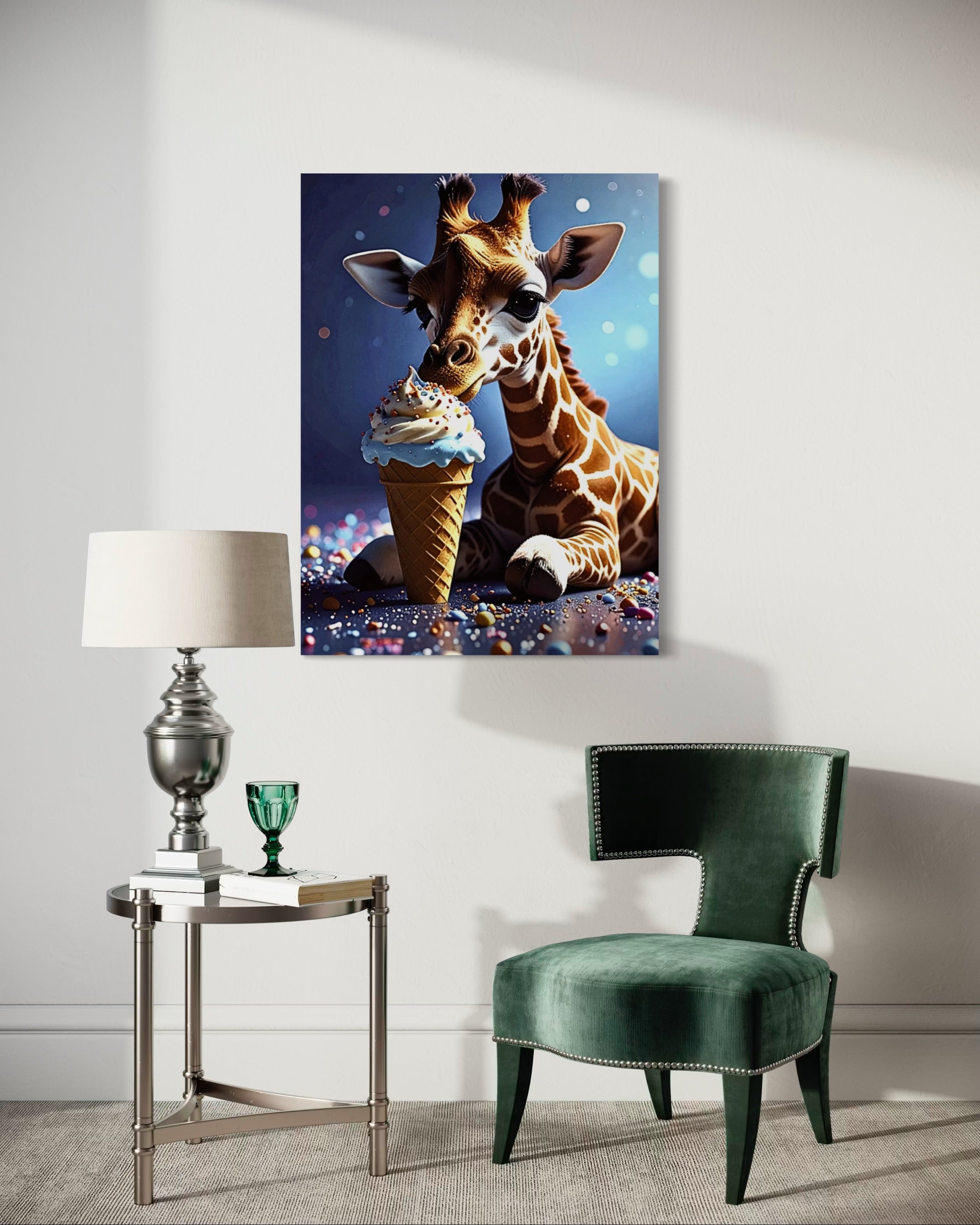 Giraffe Eating Ice Cream