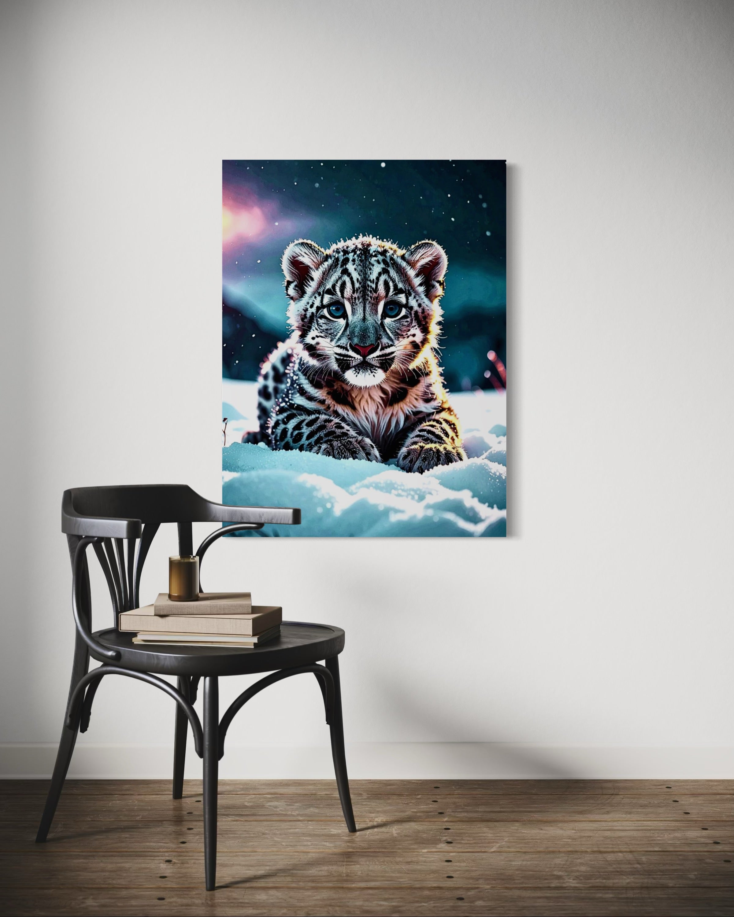 Baby Snow Leopard in the Snow