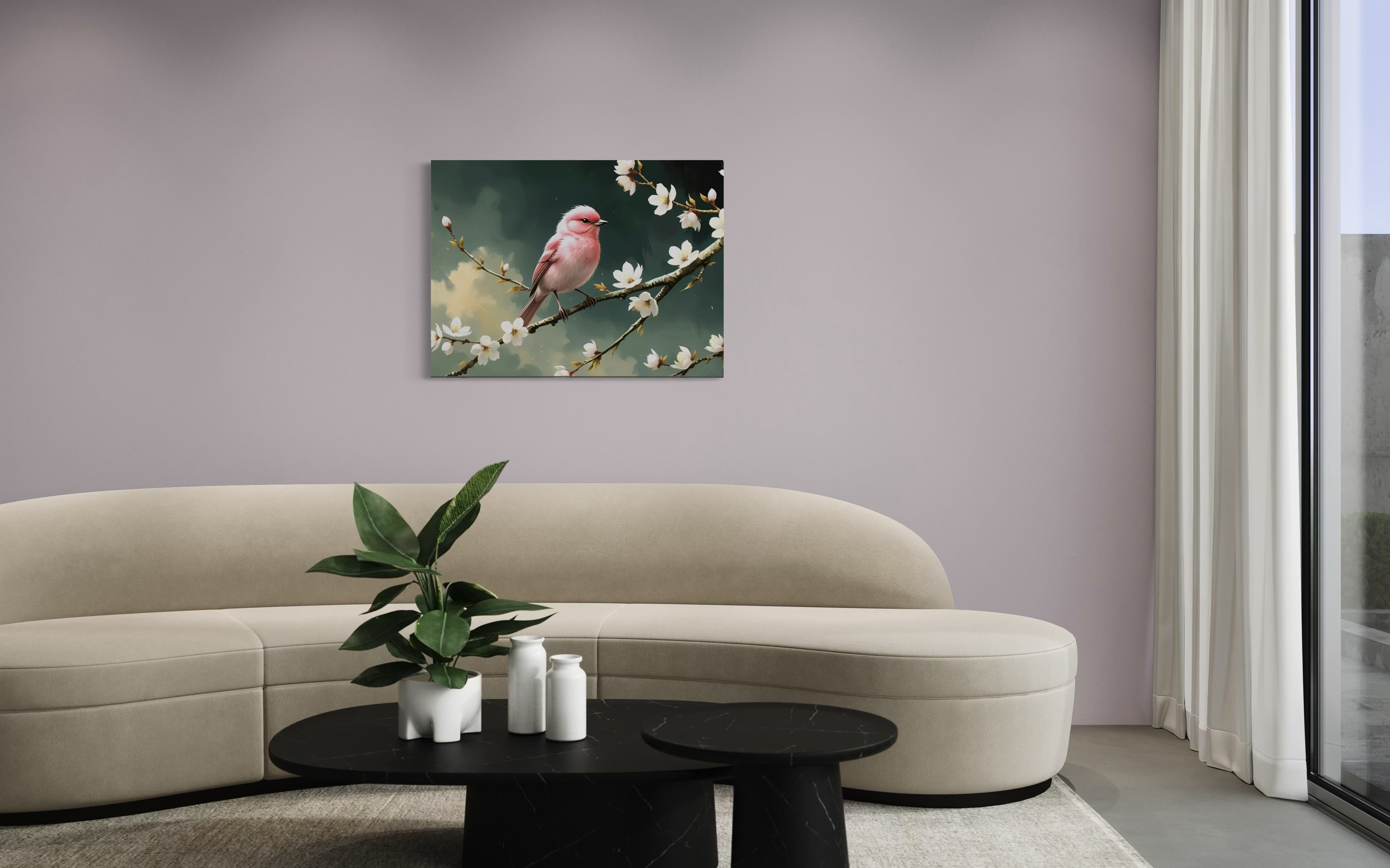 Bubblegum Bird with Blossoms Museum Print