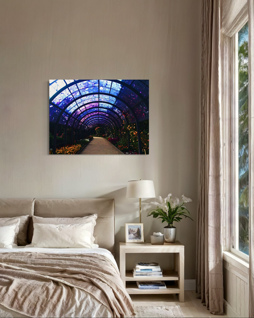 Fall Botanical Garden with Mosaic Stain Glass Ceiling Museum Print