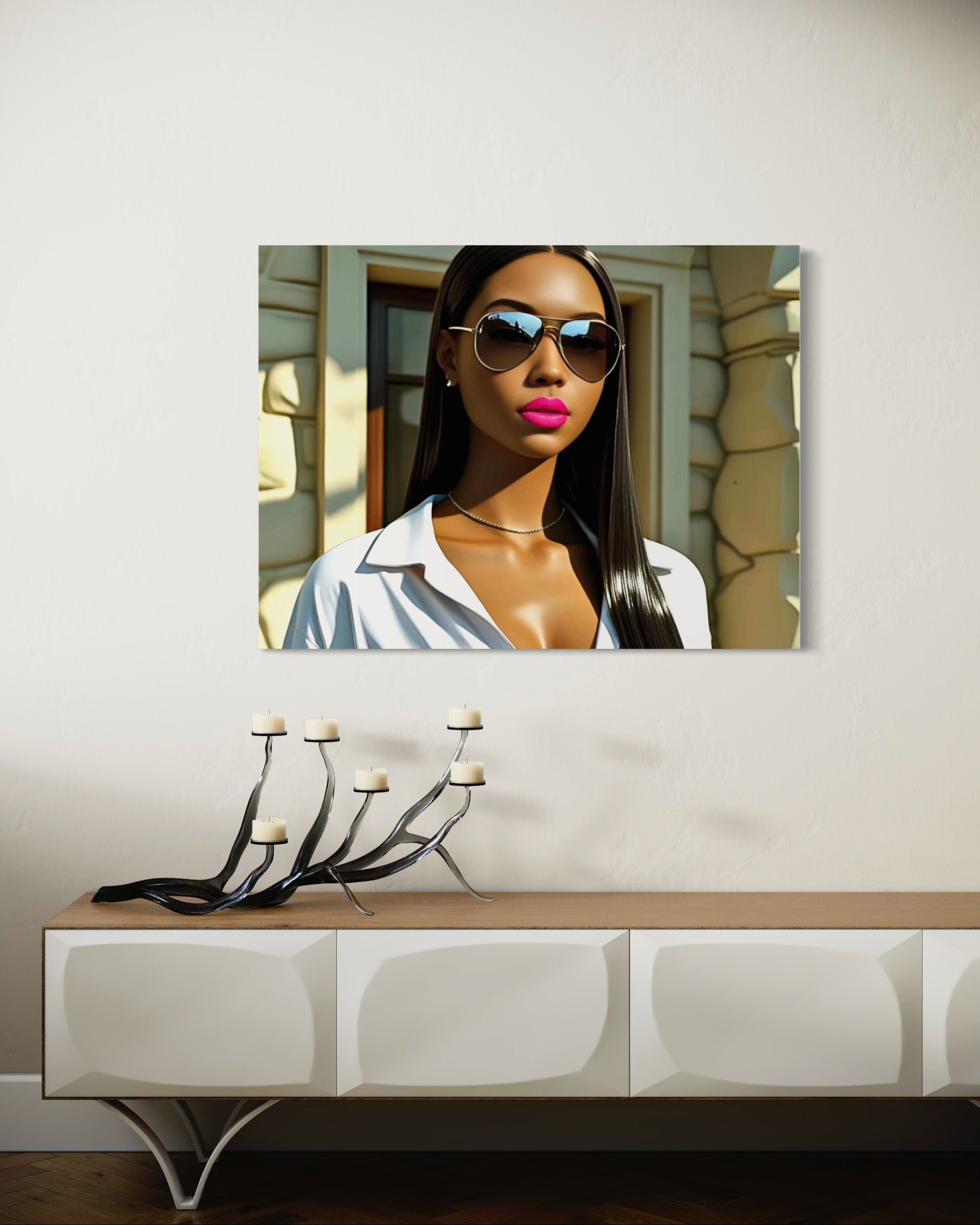 Sleek Queen with Hot Pink Lips Museum Print
