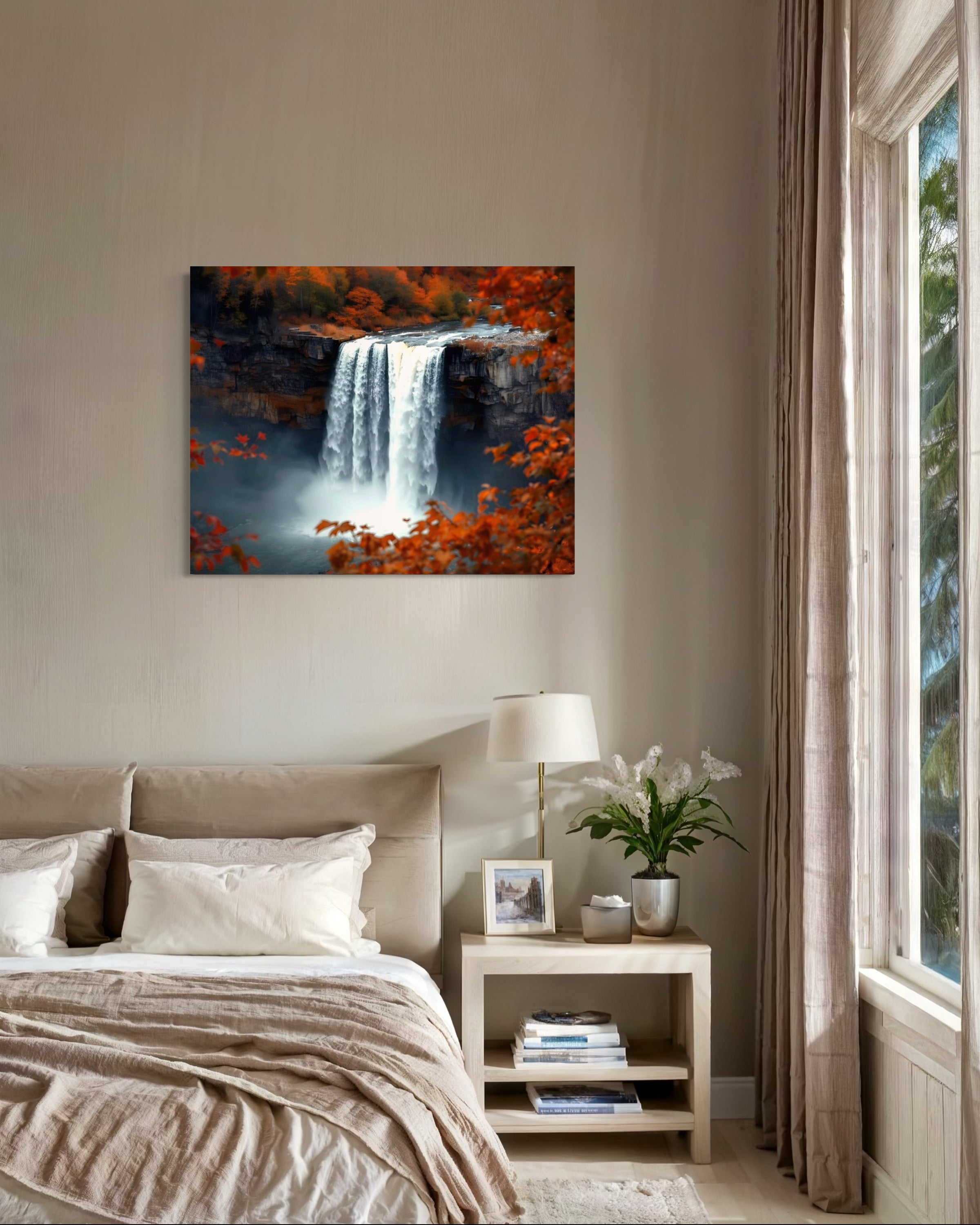 Autumn Waterfall Landscape Museum Print