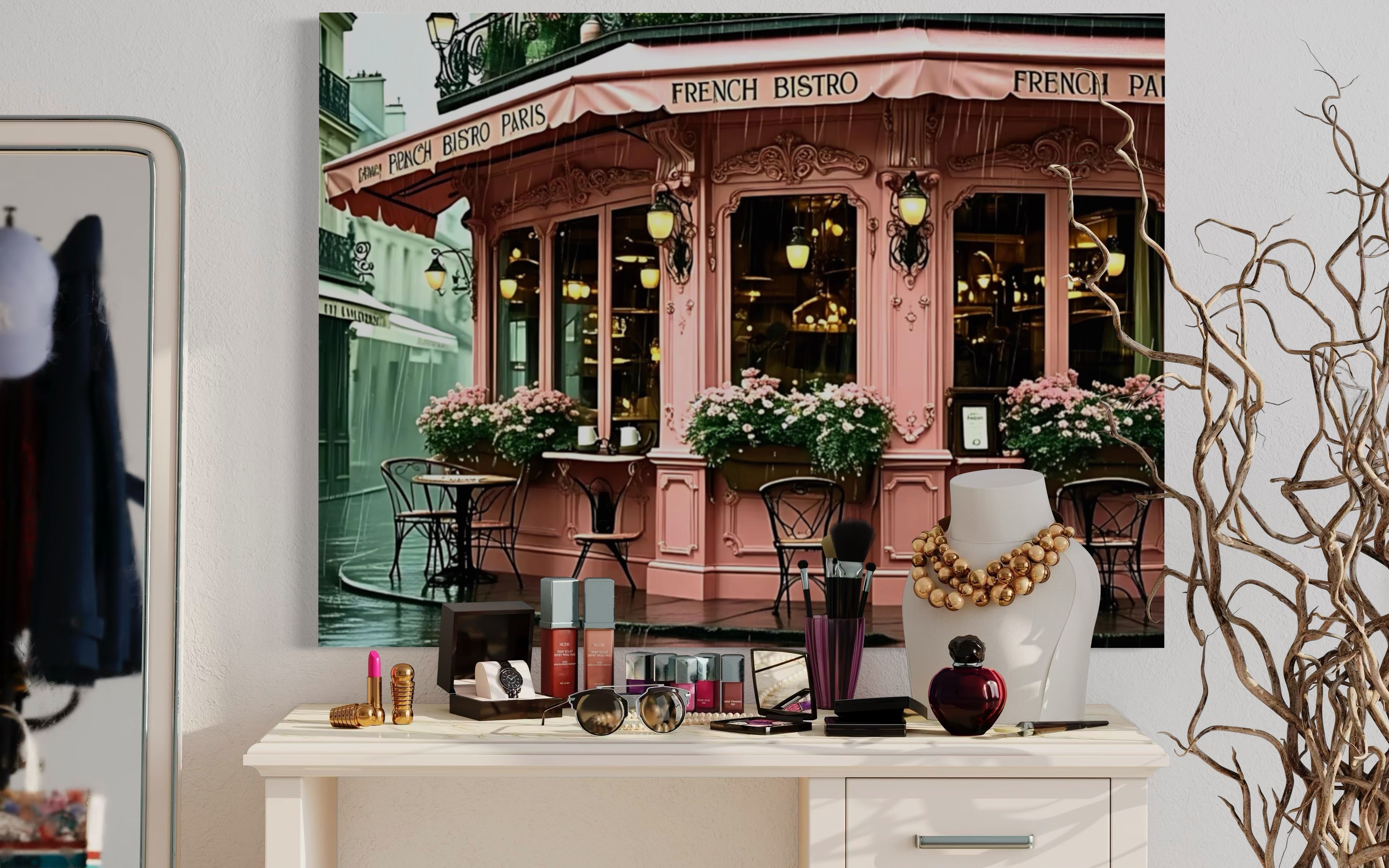 Pink Bistro in the Rain