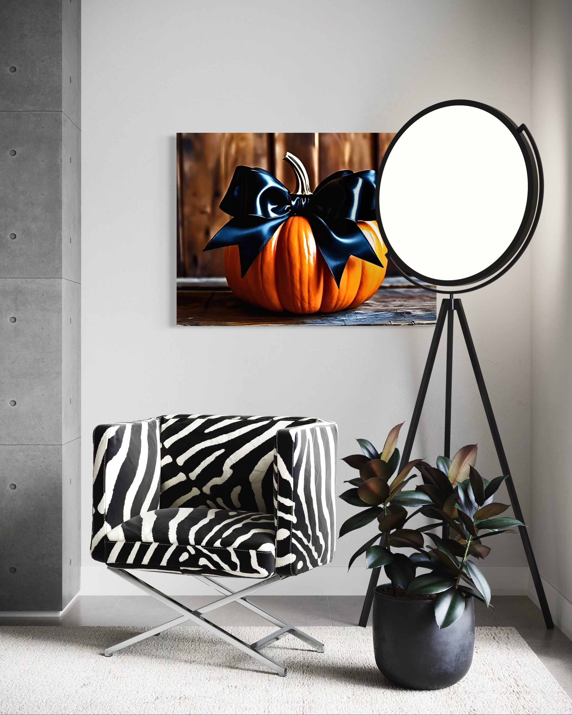 Pumpkin with Black Satin Bow
