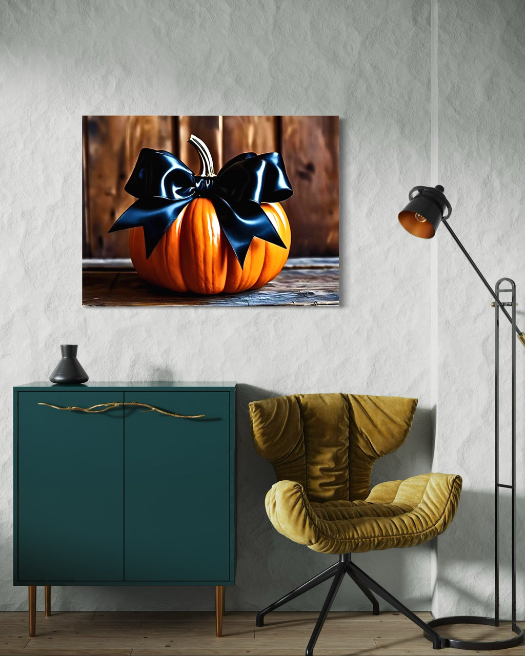 Pumpkin with Black Satin Bow