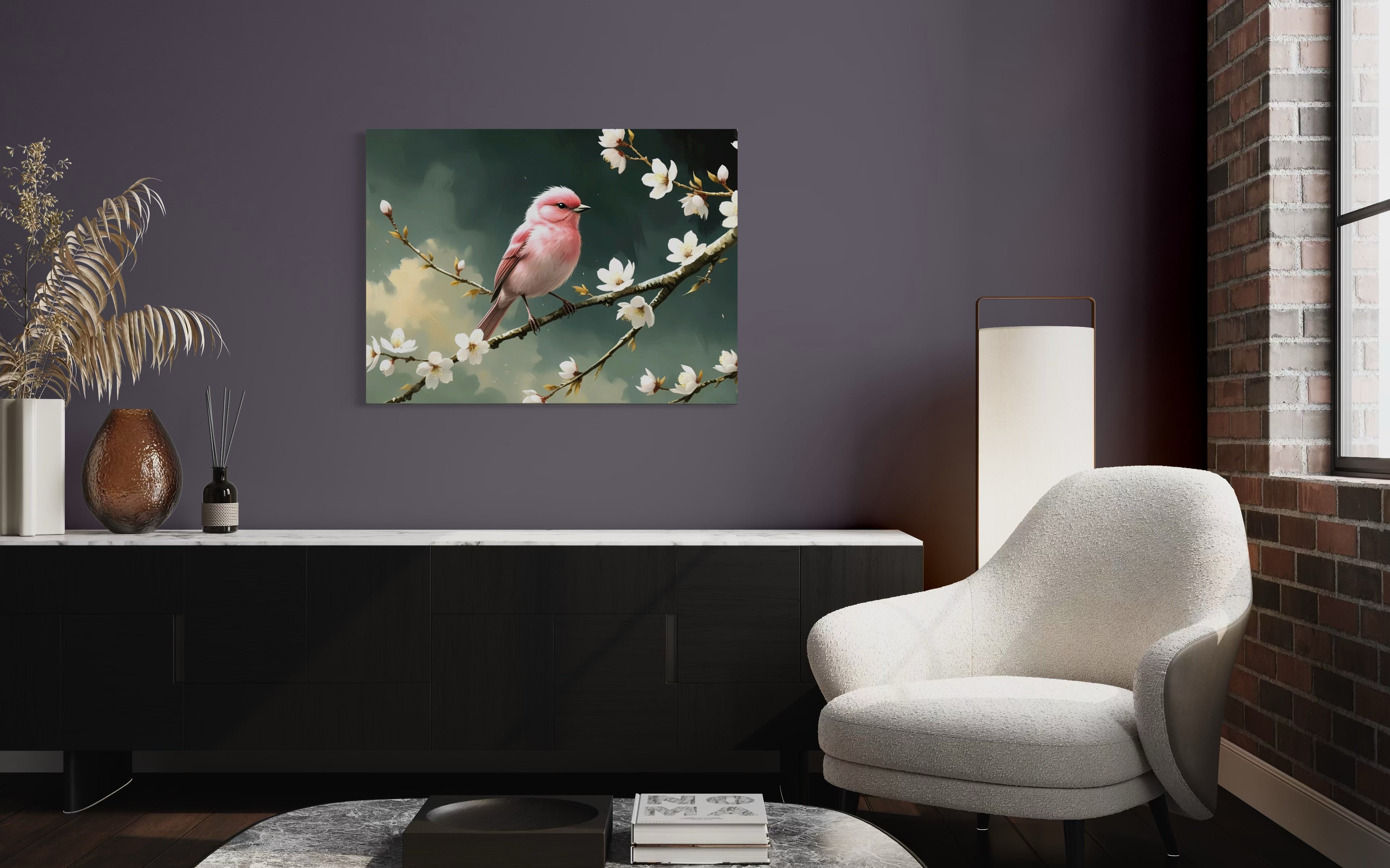 Bubblegum Bird with Blossoms Museum Print
