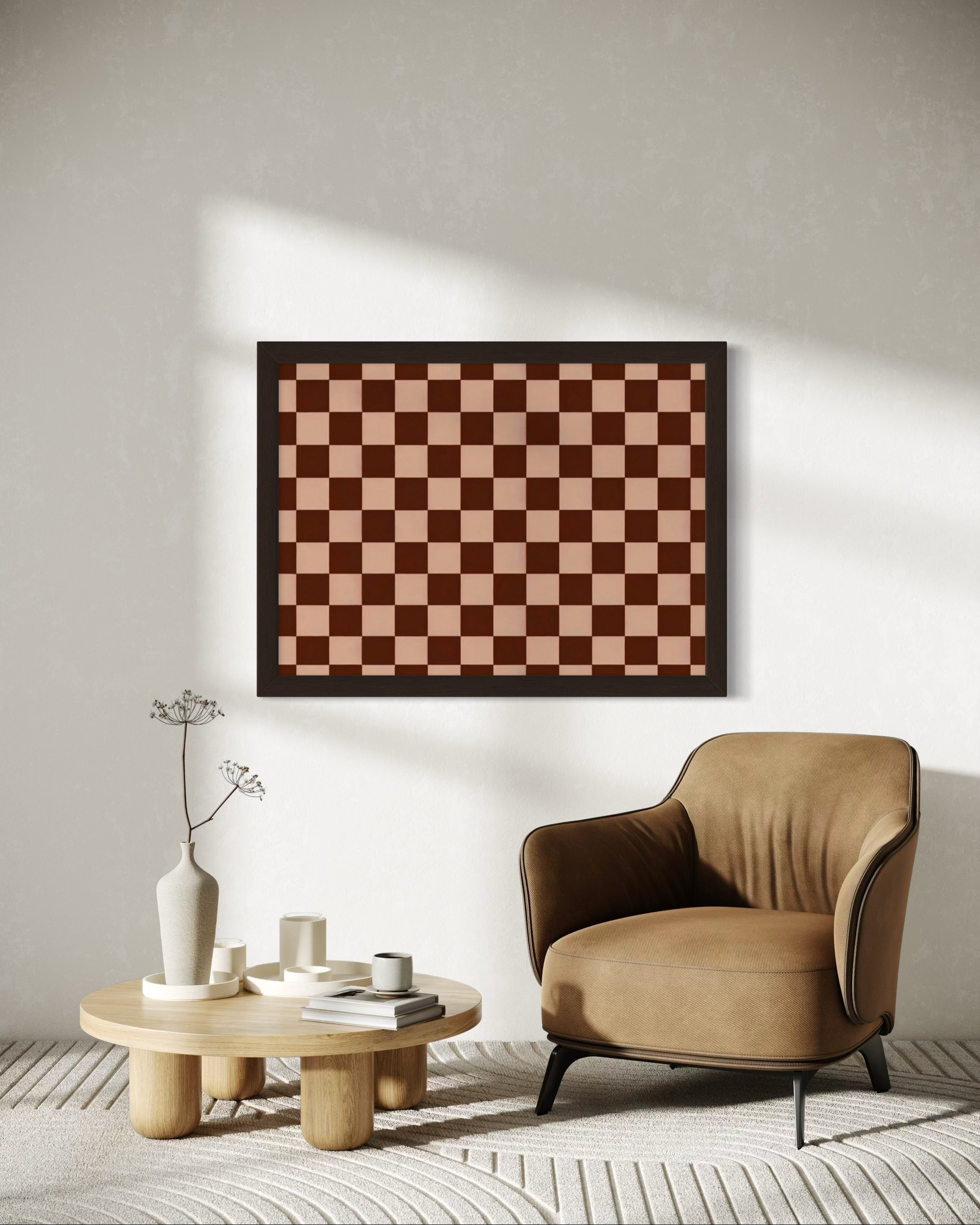 Light and Dark Brown Checkered Pattern Museum Print