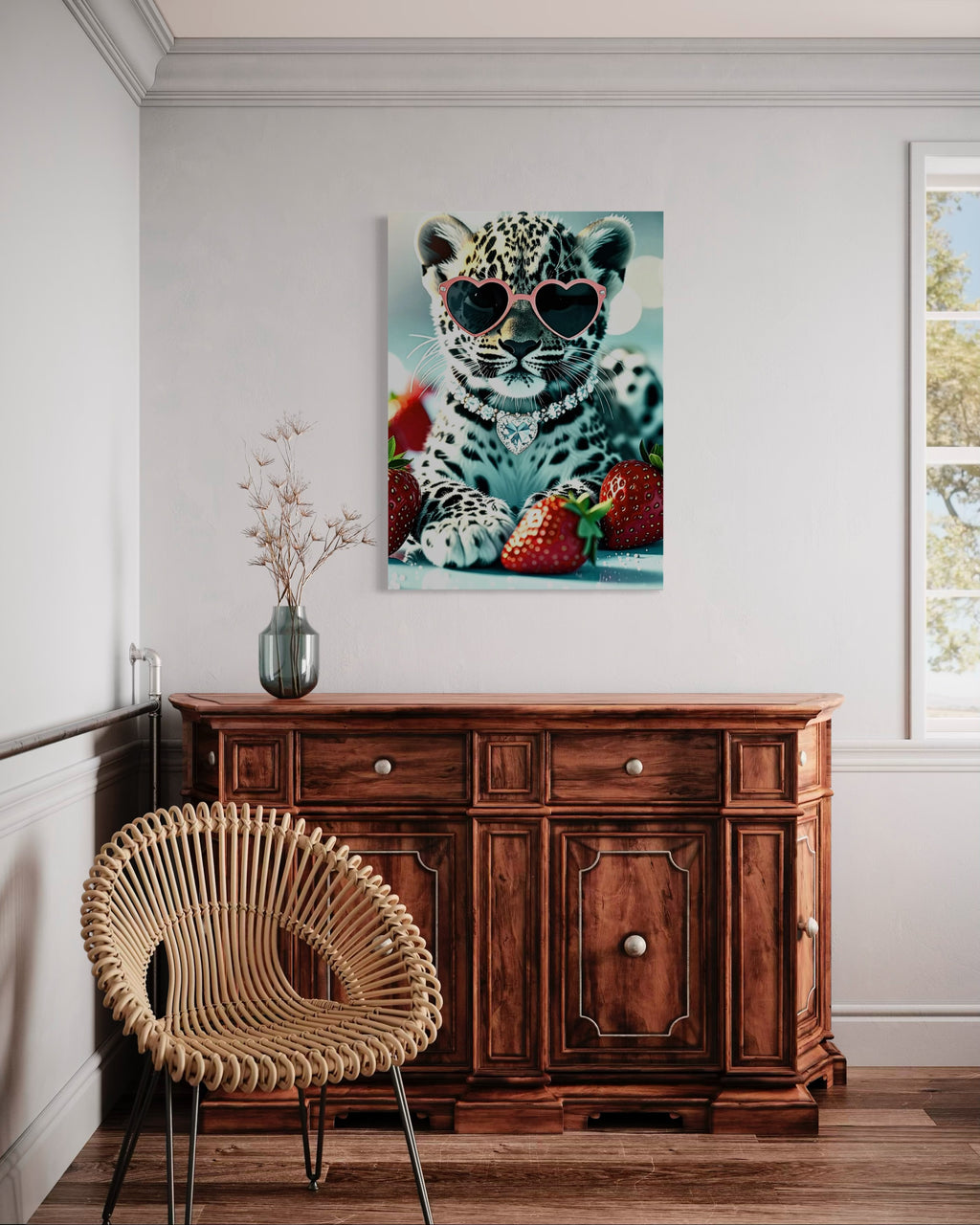 Leopard Cub with Diamond Necklace & Heart Sunglasses