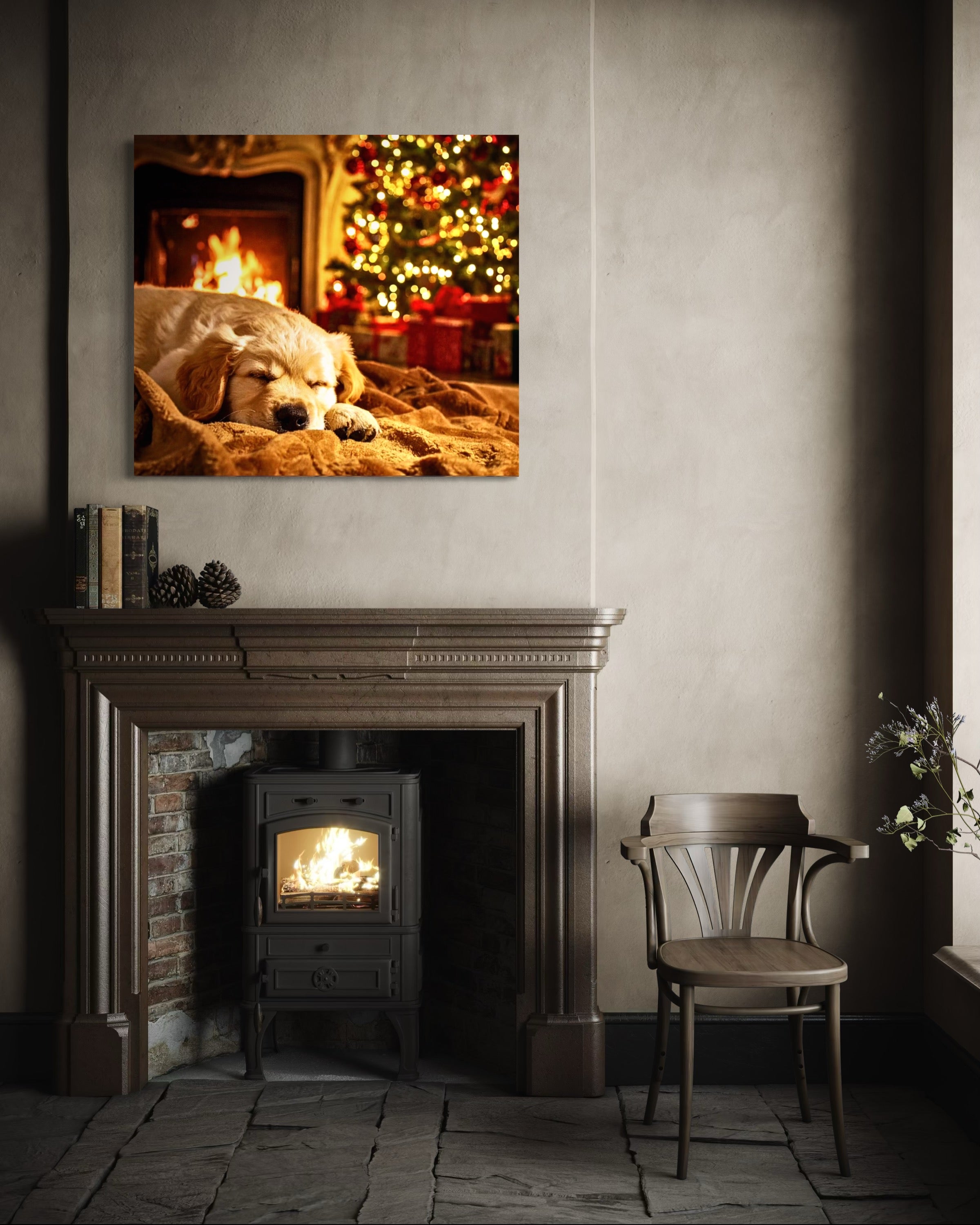 Magic Christmas Golden Retriever Puppy Dreams