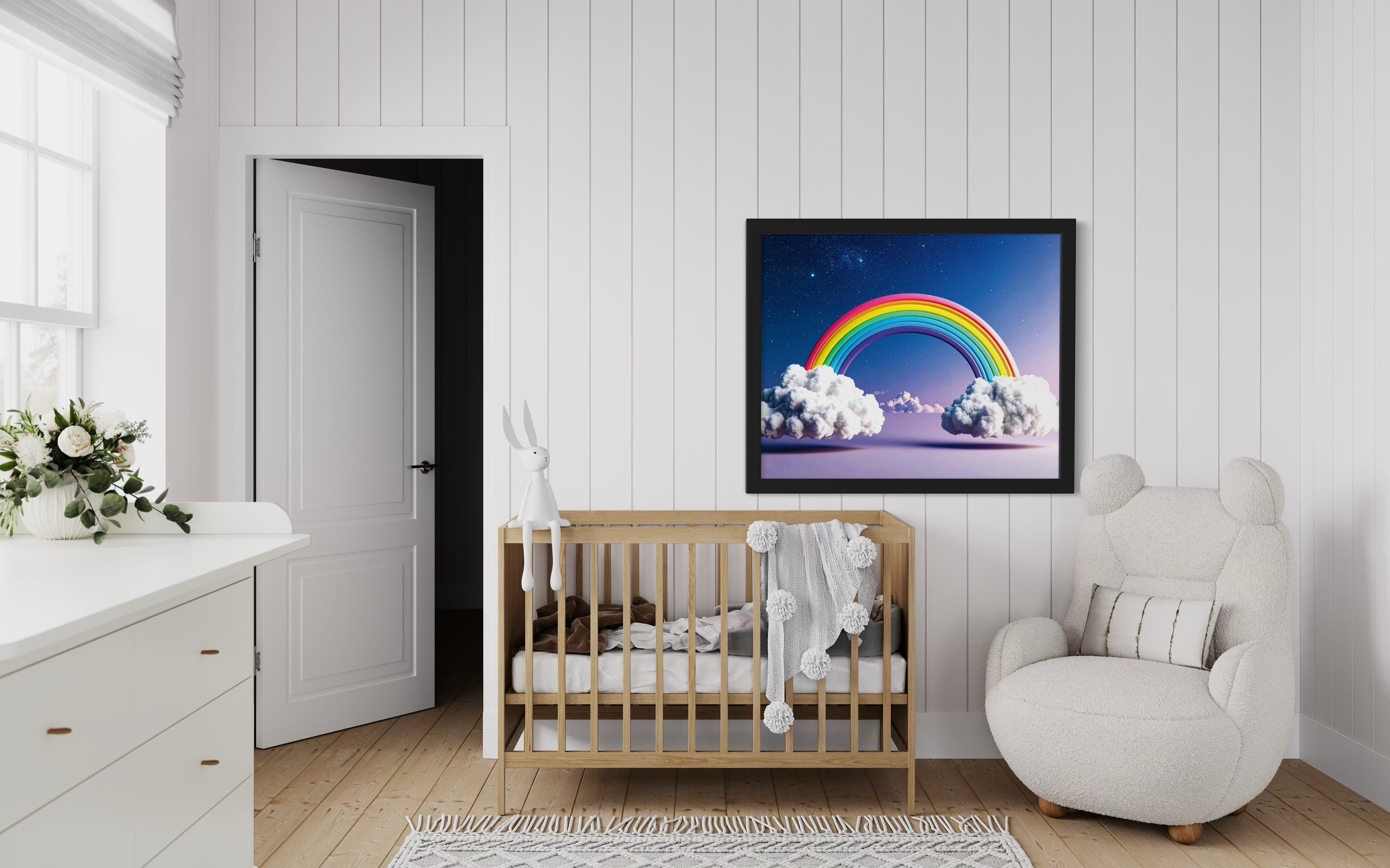 Floating Rainbow with Clouds Museum Print