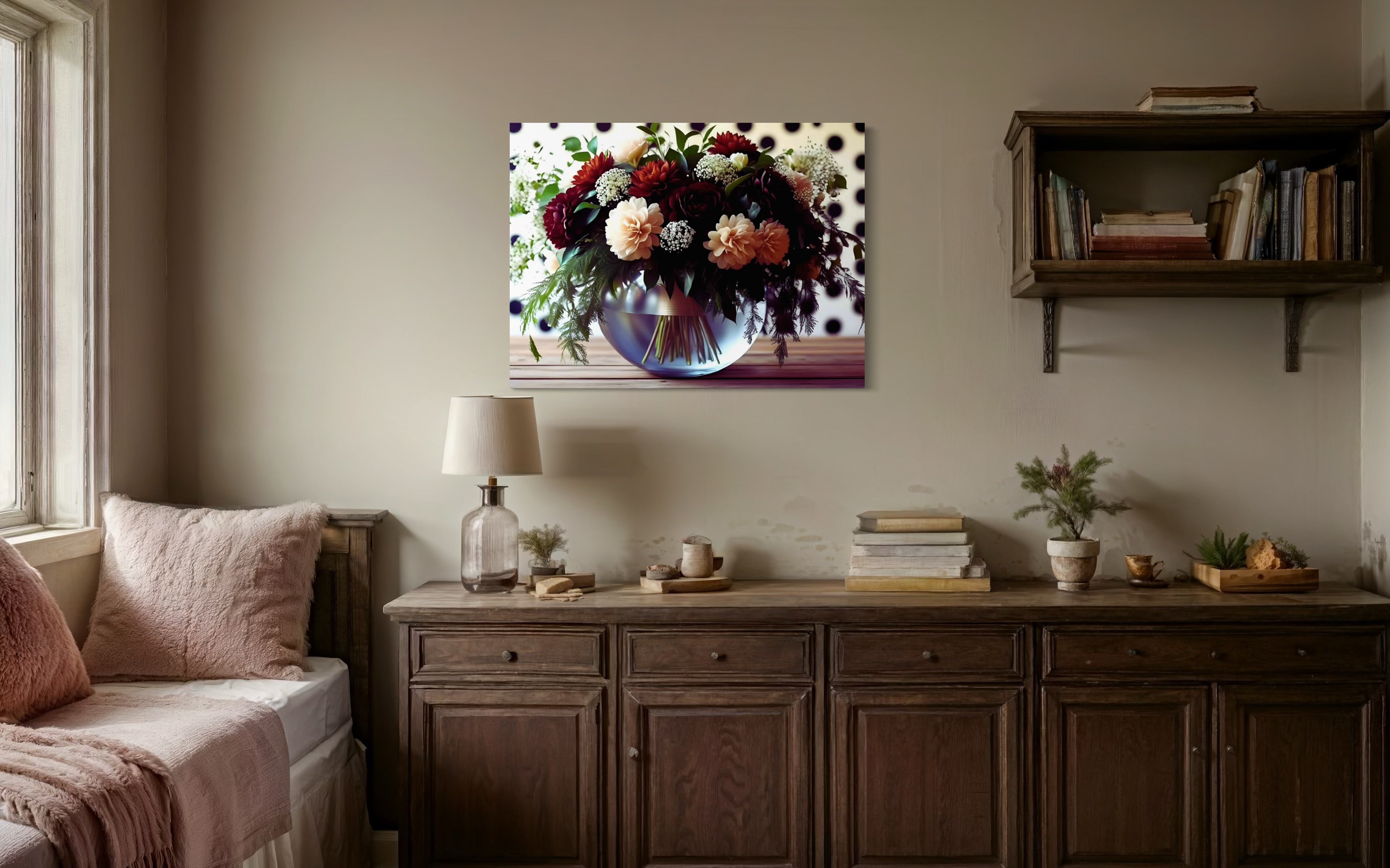 Fall Floral Design on Polka Dots