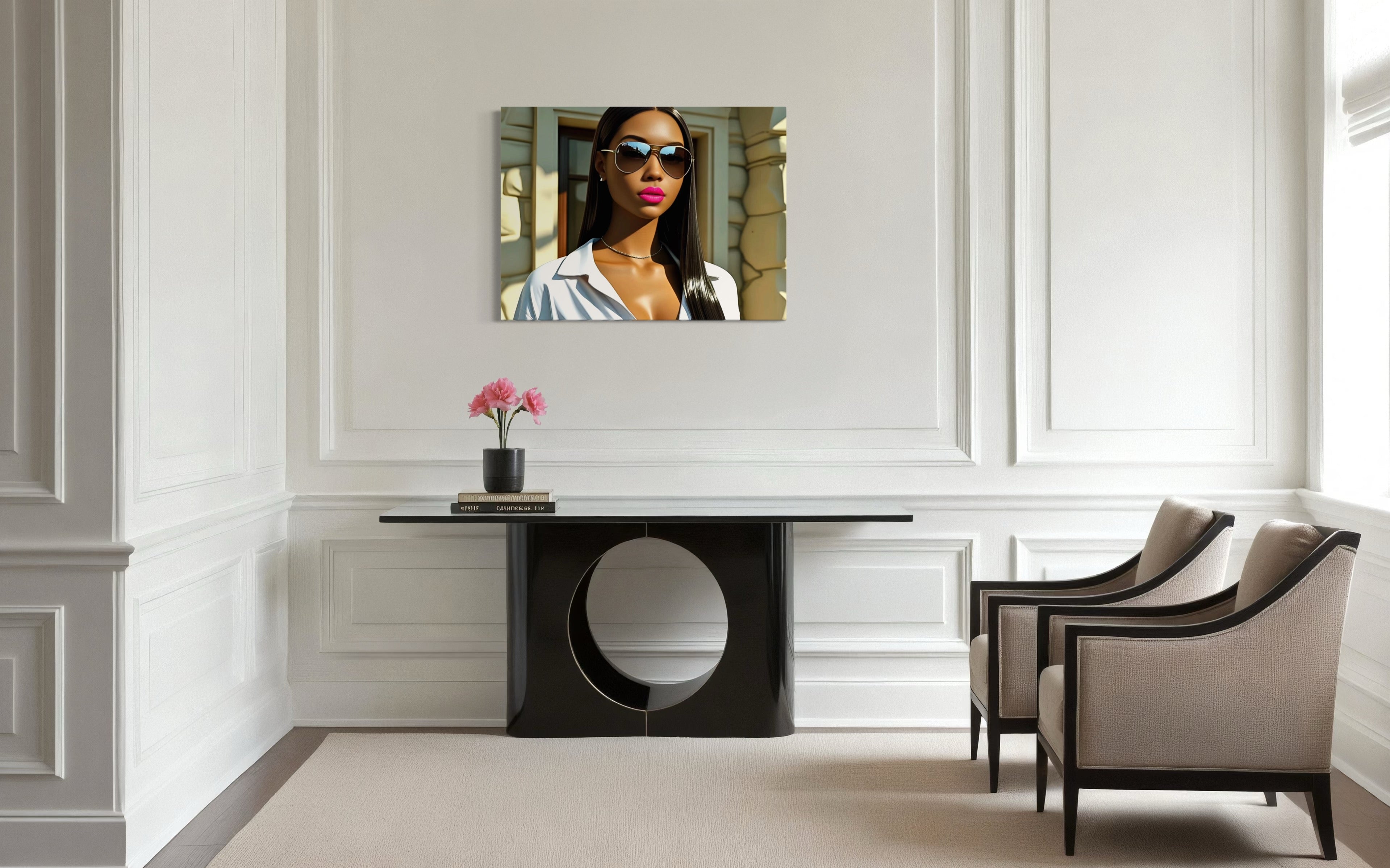 Sleek Queen with Hot Pink Lips Museum Print