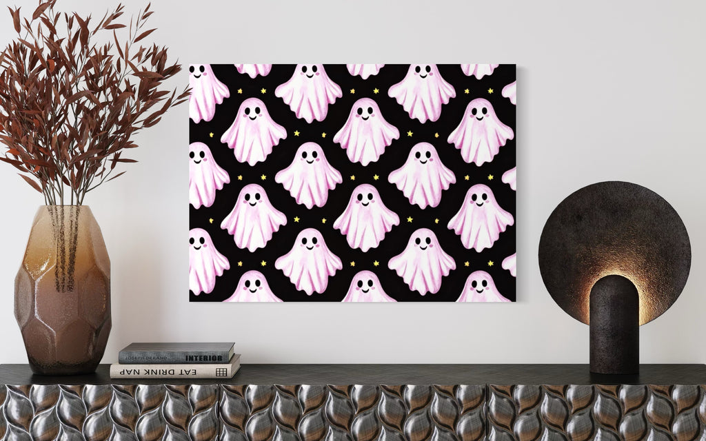 Pink Ghost Pattern on Black