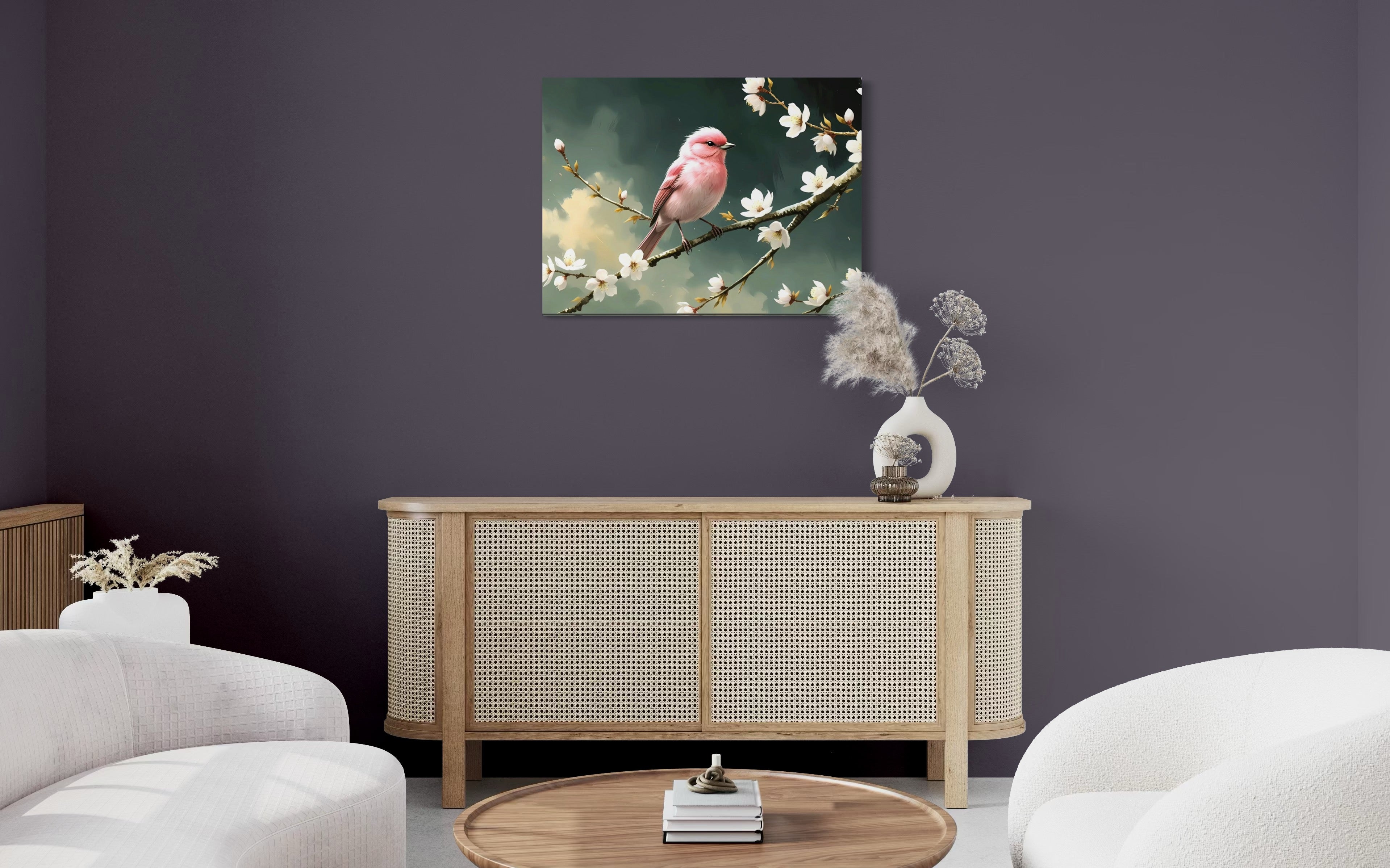 Bubblegum Bird with Blossoms Museum Print