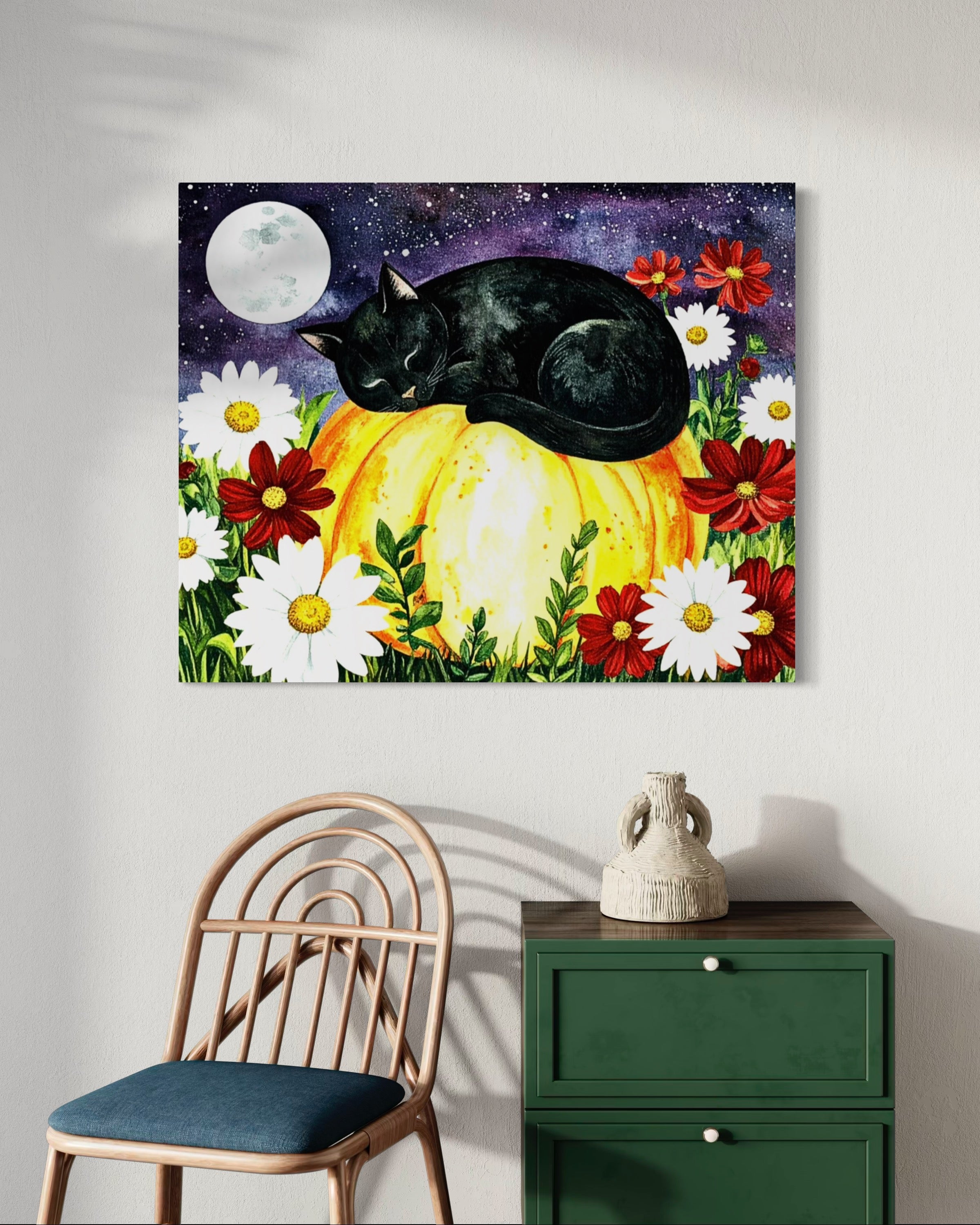 Sleeping Cat on Pumpkin