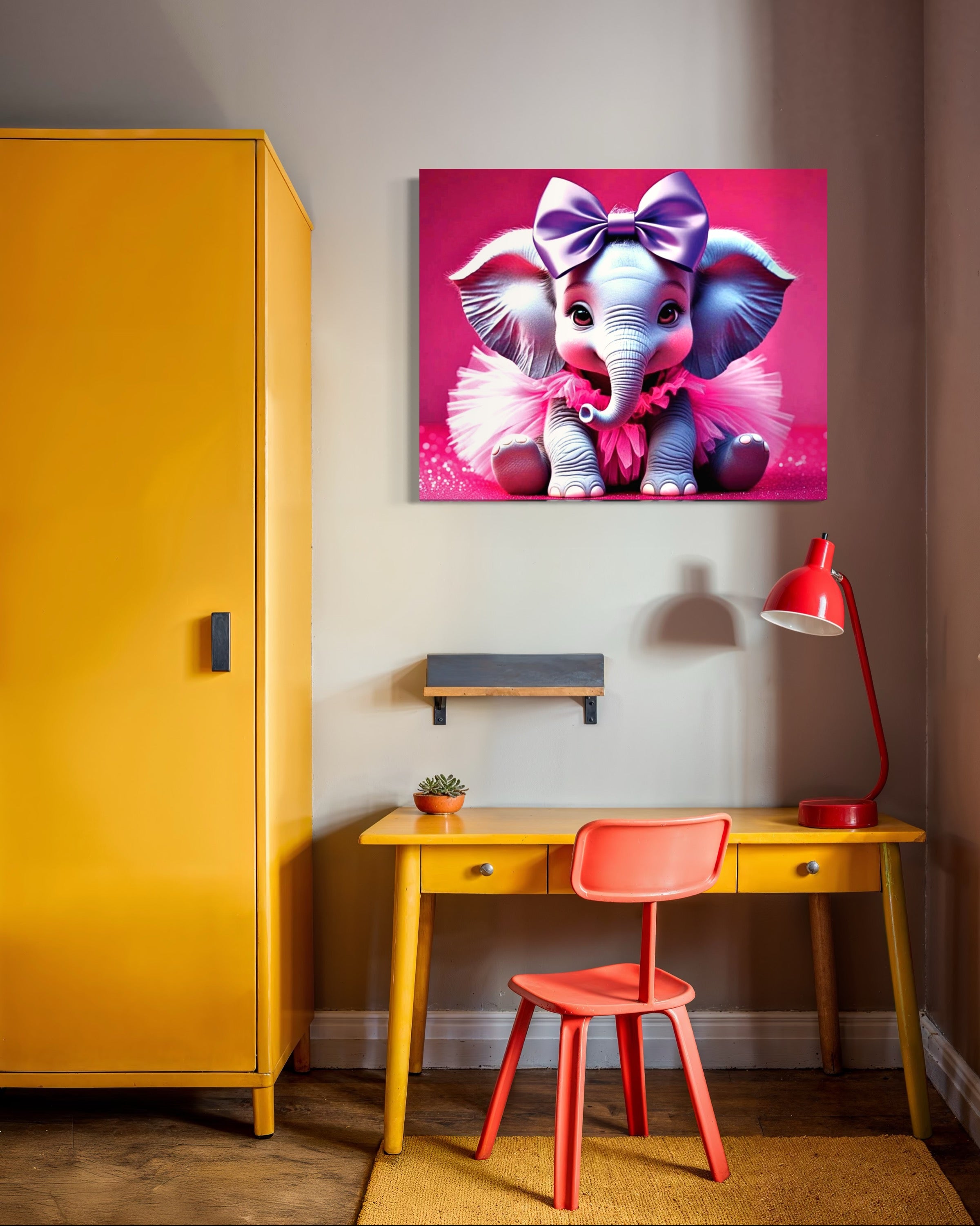 Baby Girl Elephant with a tutu and Bow Museum Print