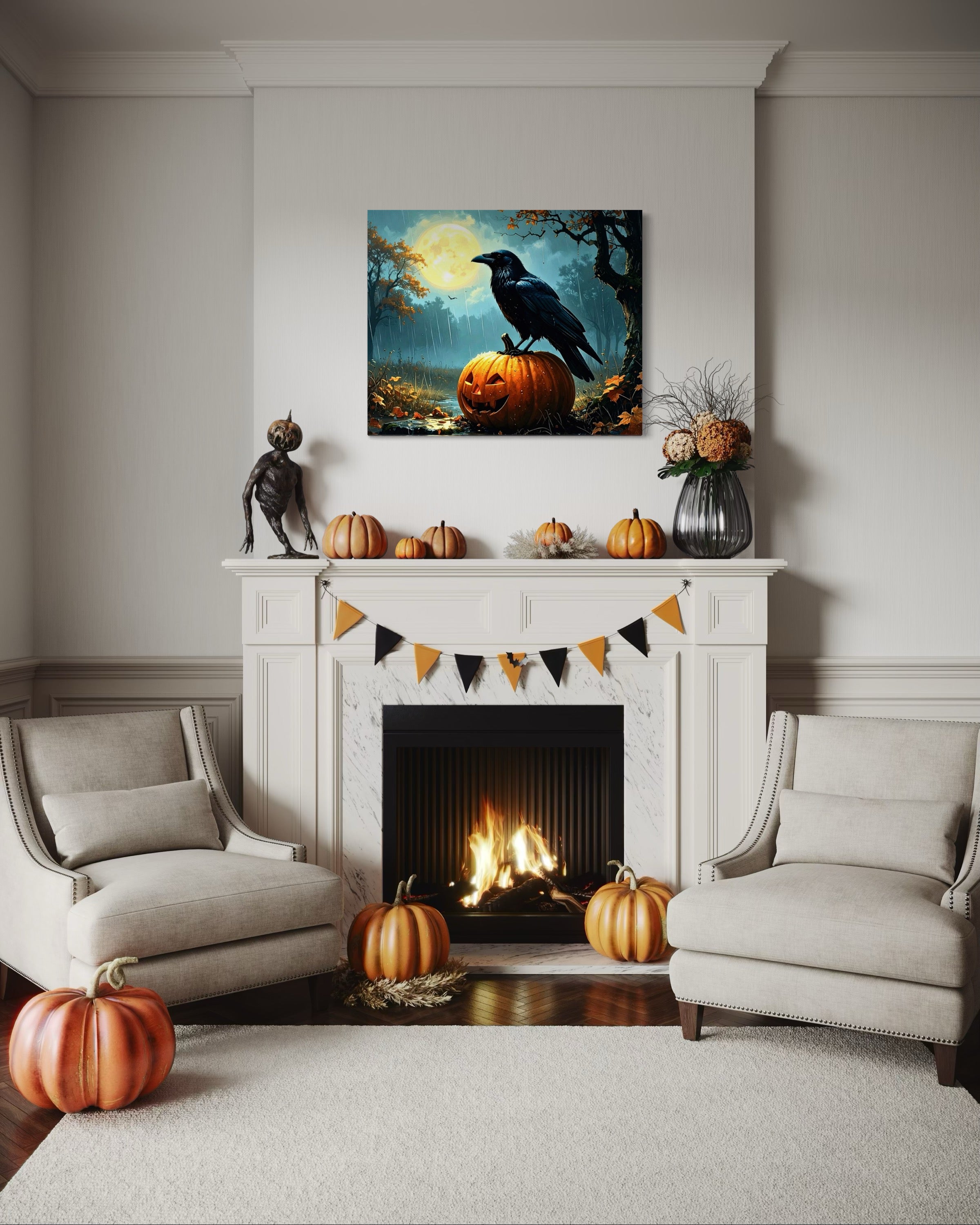 Crow on Jack O Lantern
