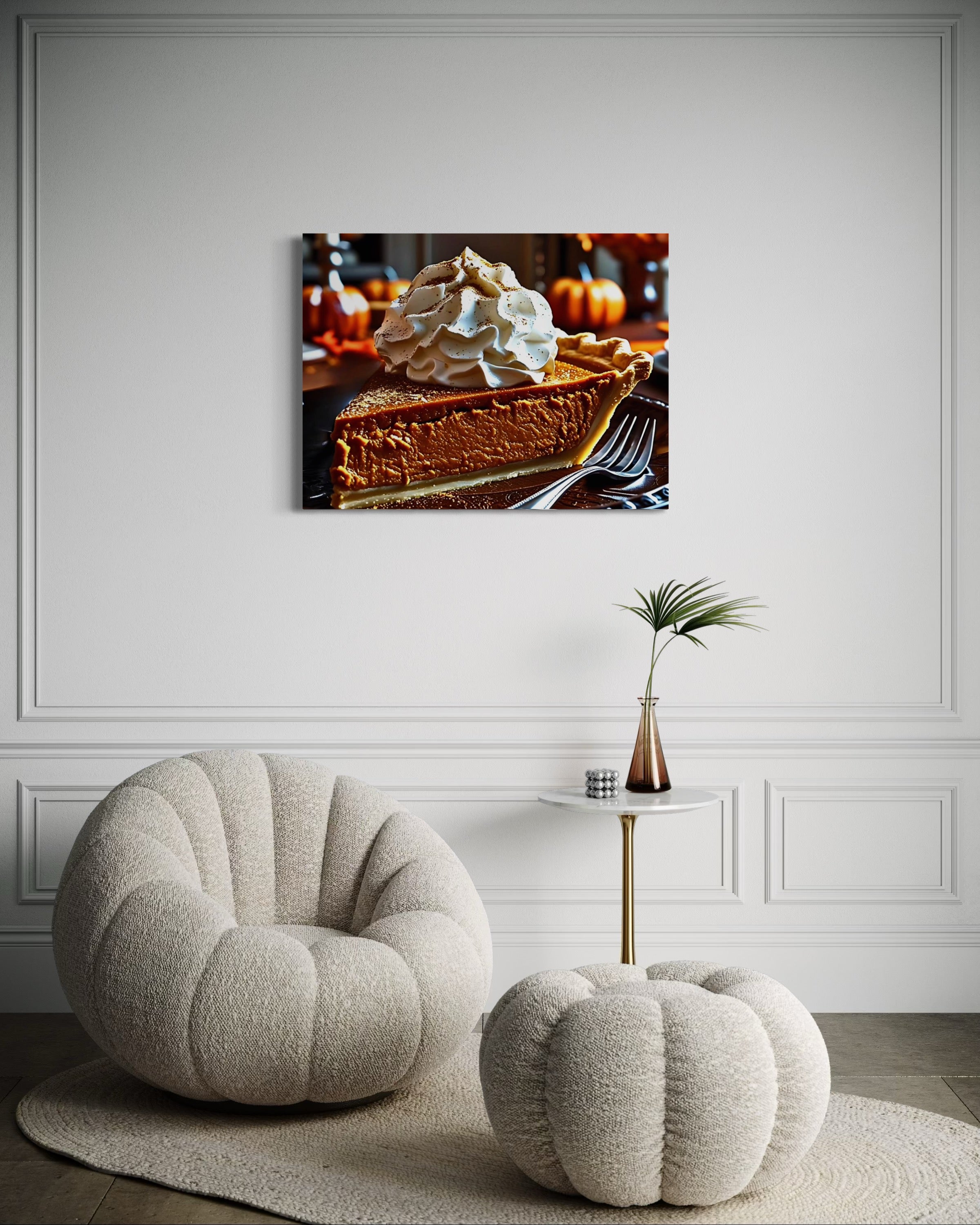 Pumpkin Pie Slice topped with Whipped Cream and Nutmeg